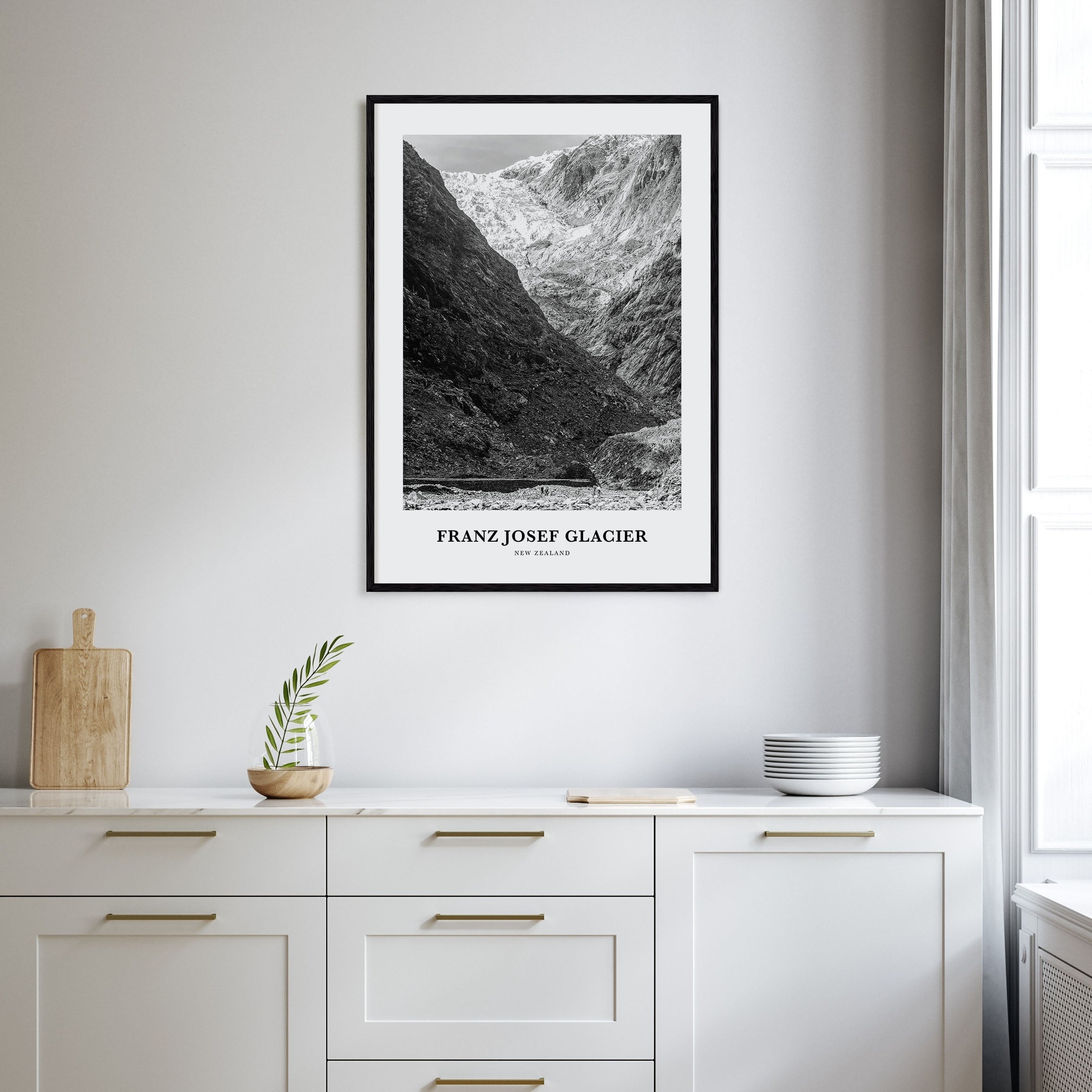 Franz Josef Glacier Portrait B&W Poster