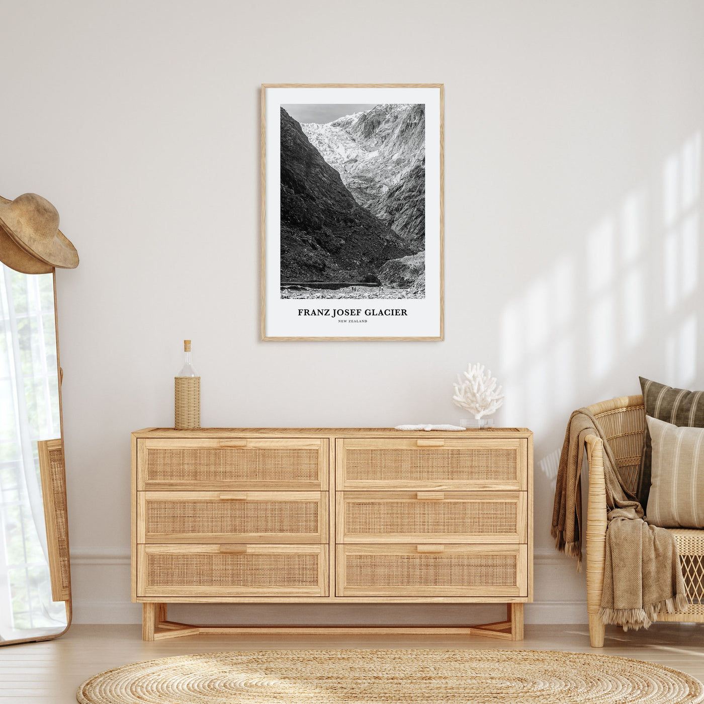 Franz Josef Glacier Portrait B&W Poster
