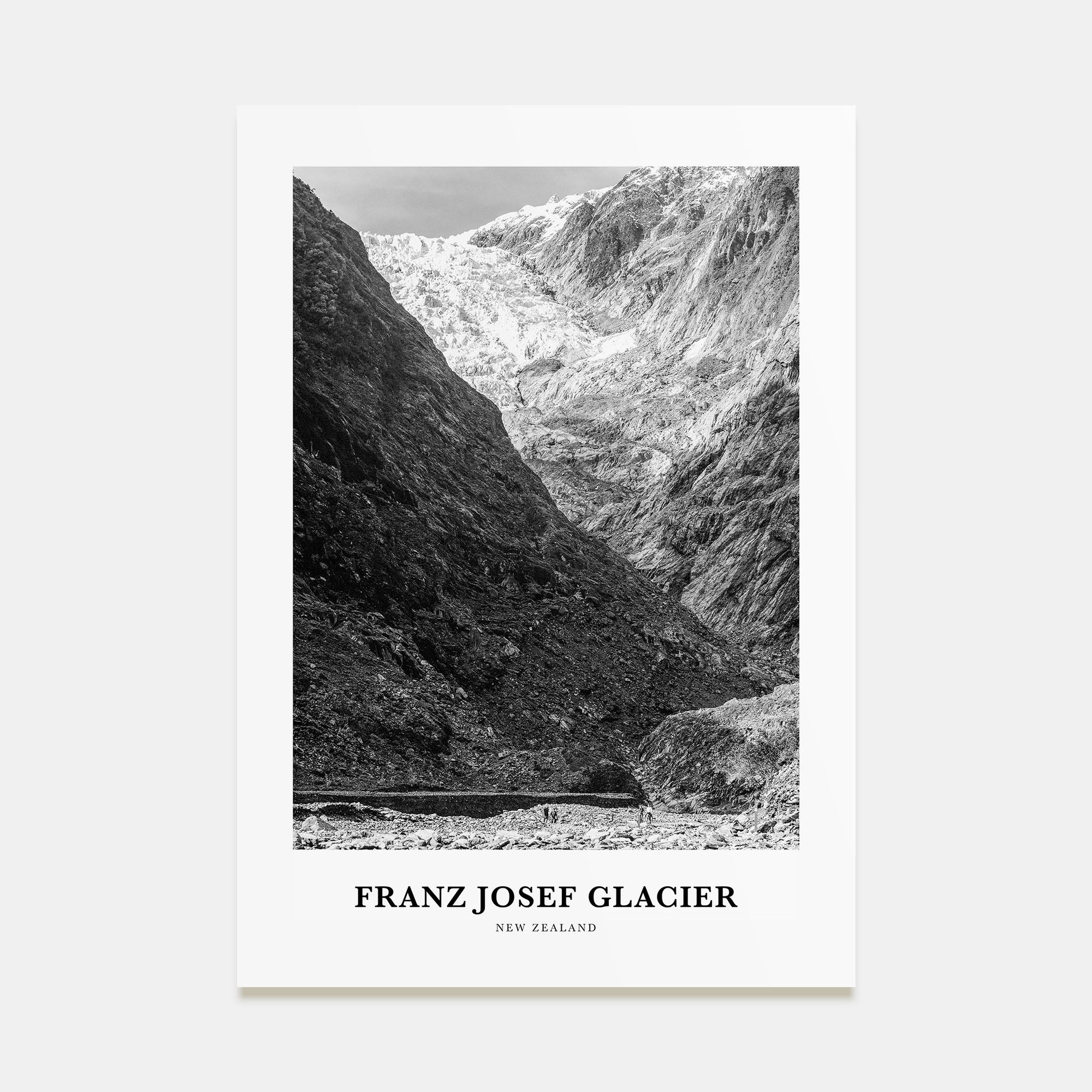 Franz Josef Glacier Portrait B&W Poster