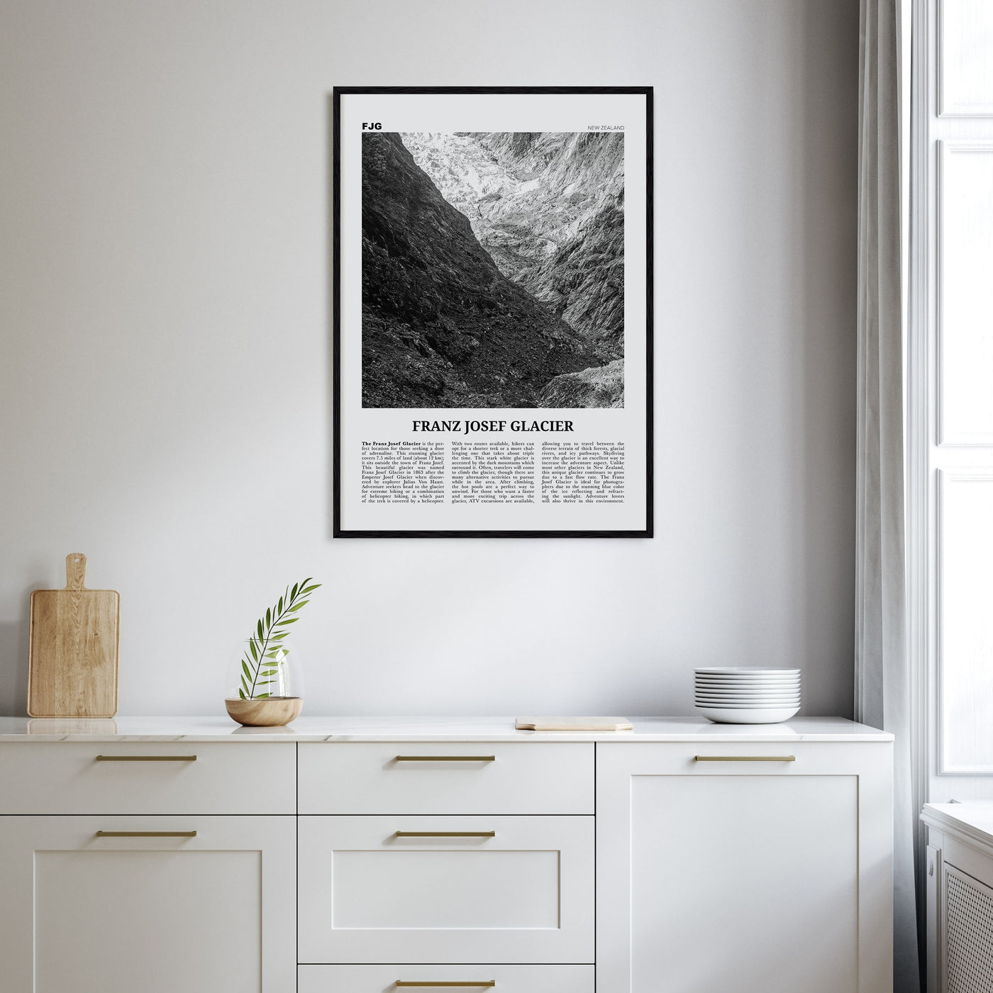 Franz Josef Glacier Travel B&W Poster