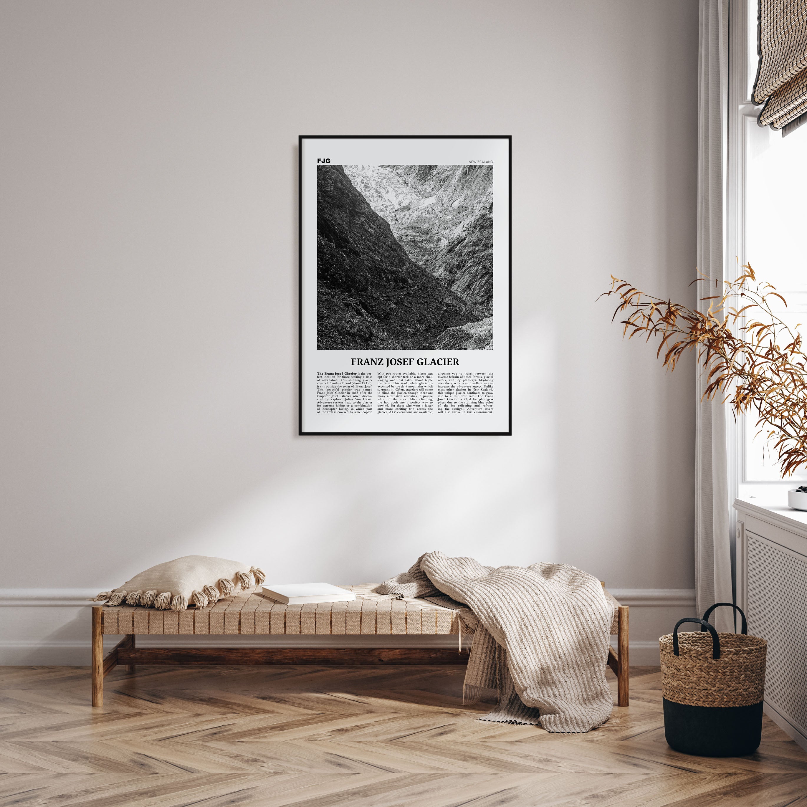 Franz Josef Glacier Travel B&W Poster