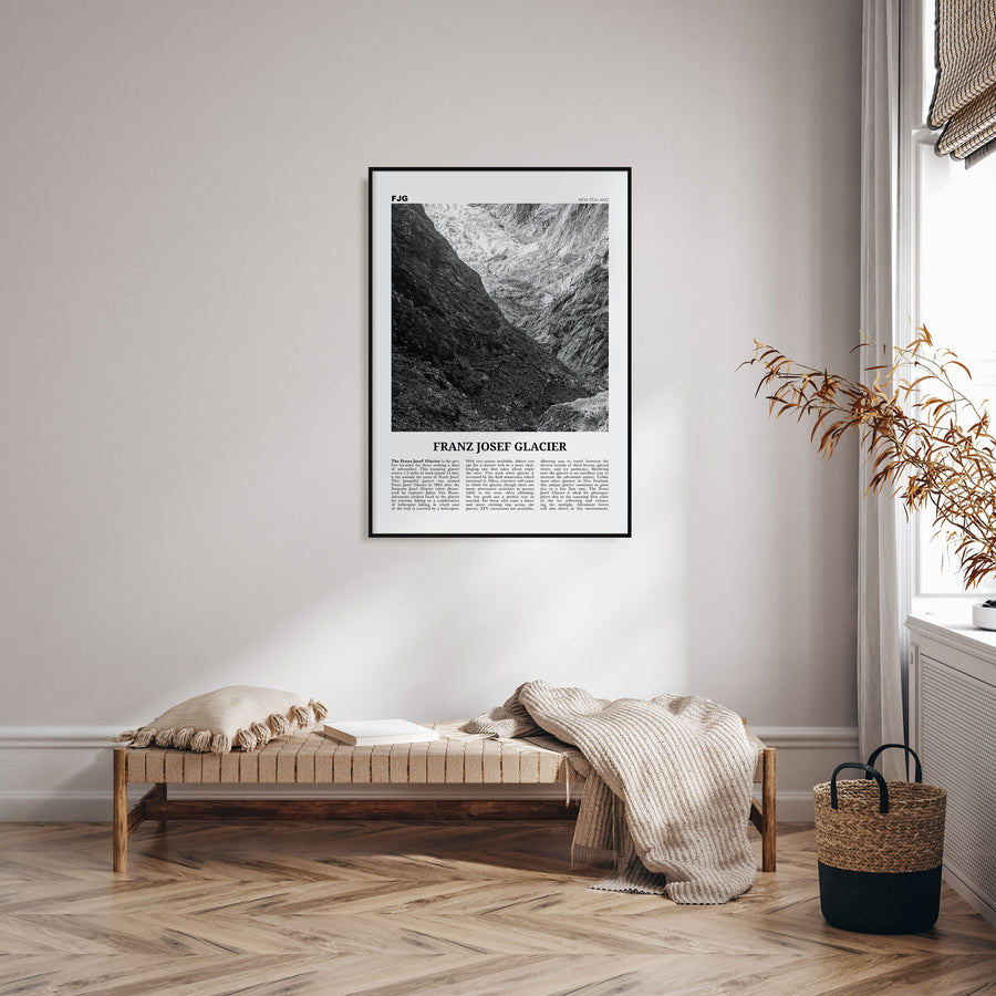 Franz Josef Glacier Travel B&W Poster