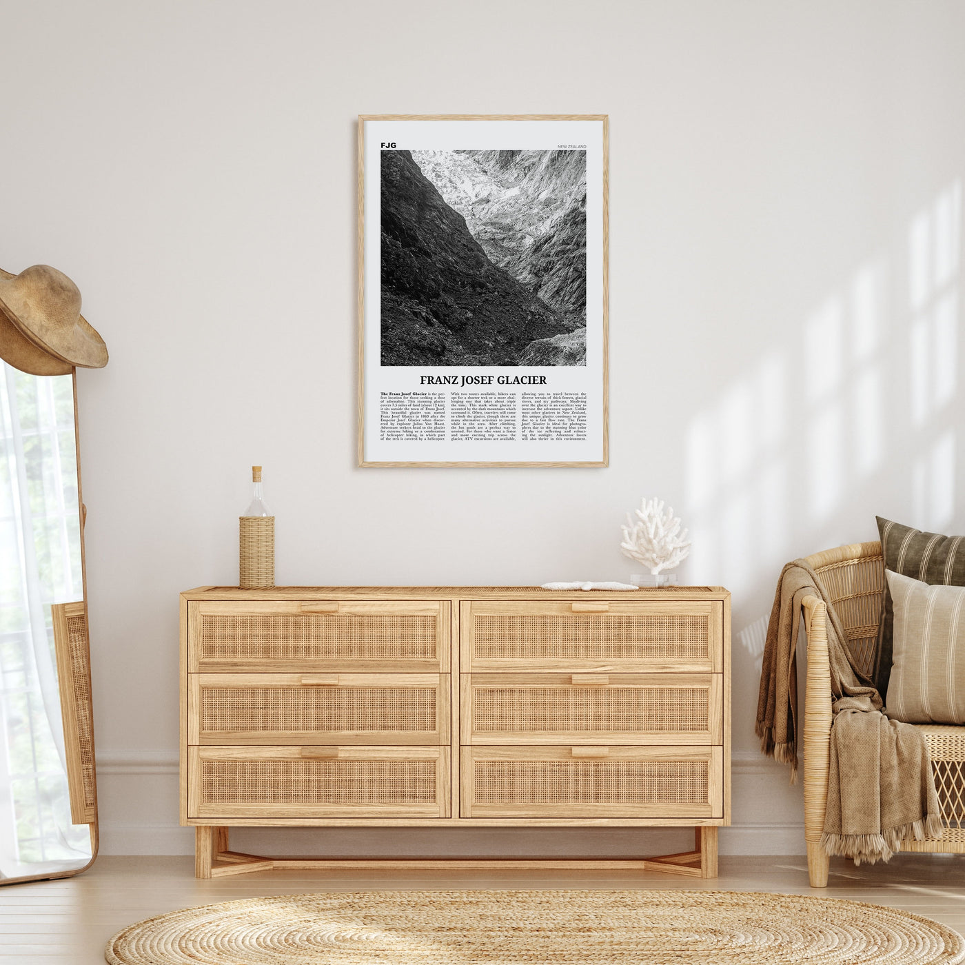 Franz Josef Glacier Travel B&W Poster