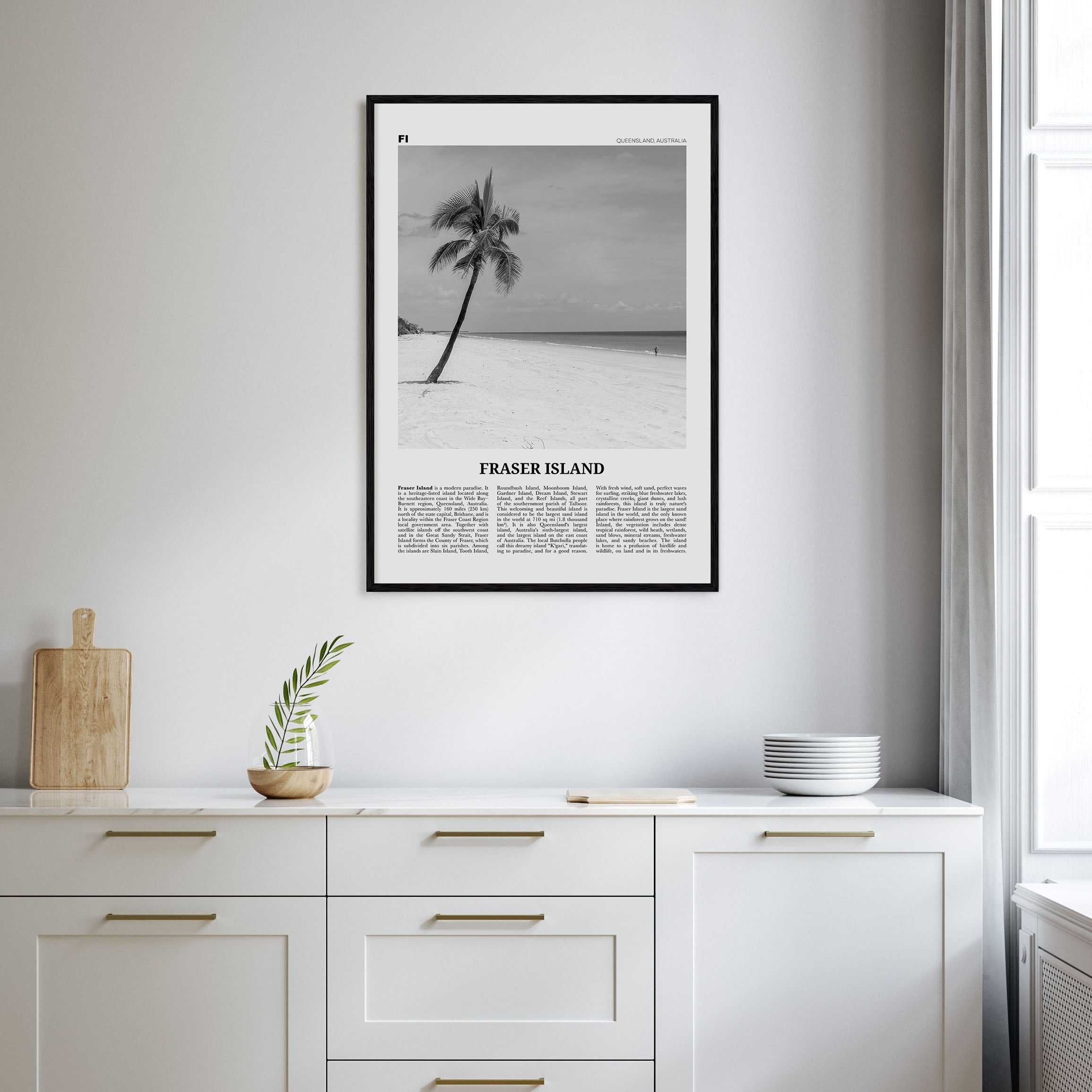 Fraser Island Travel B&W Poster