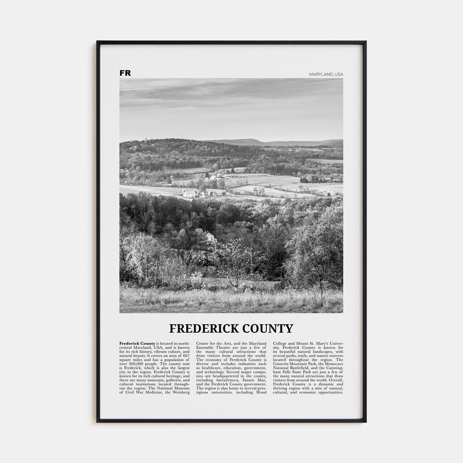 Frederick County Travel B&W Poster