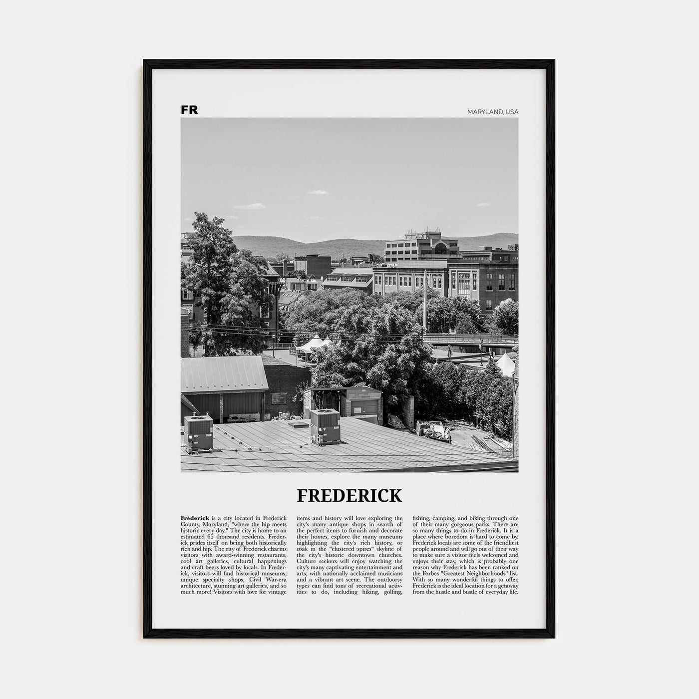 Frederick Travel B&W Poster