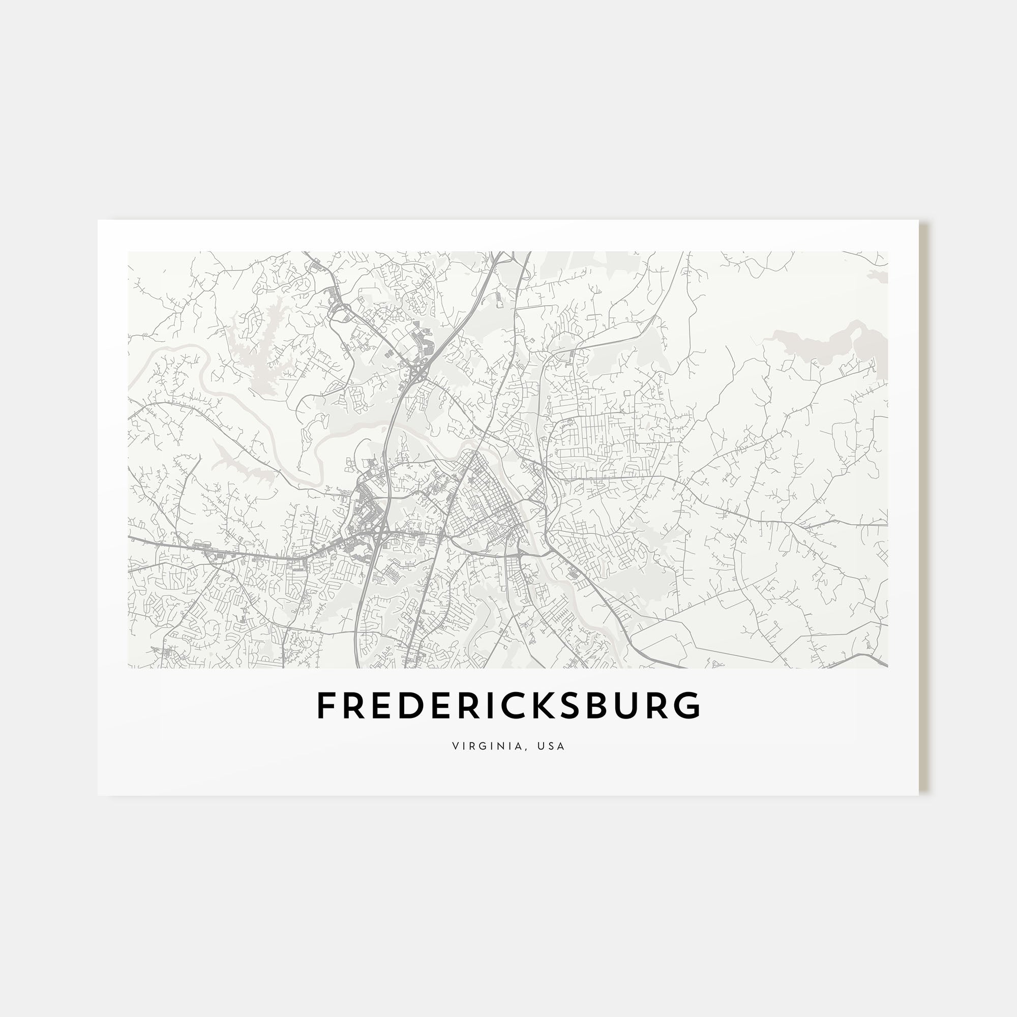 Fredericksburg Map Landscape Poster