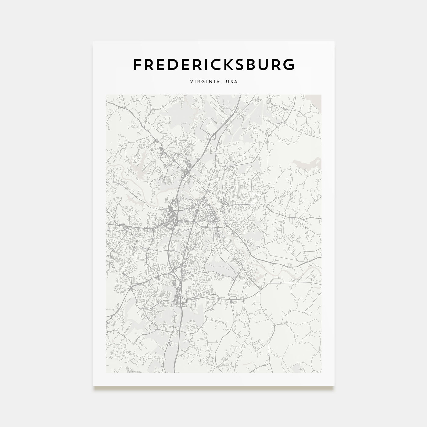Fredericksburg Map Portrait Poster