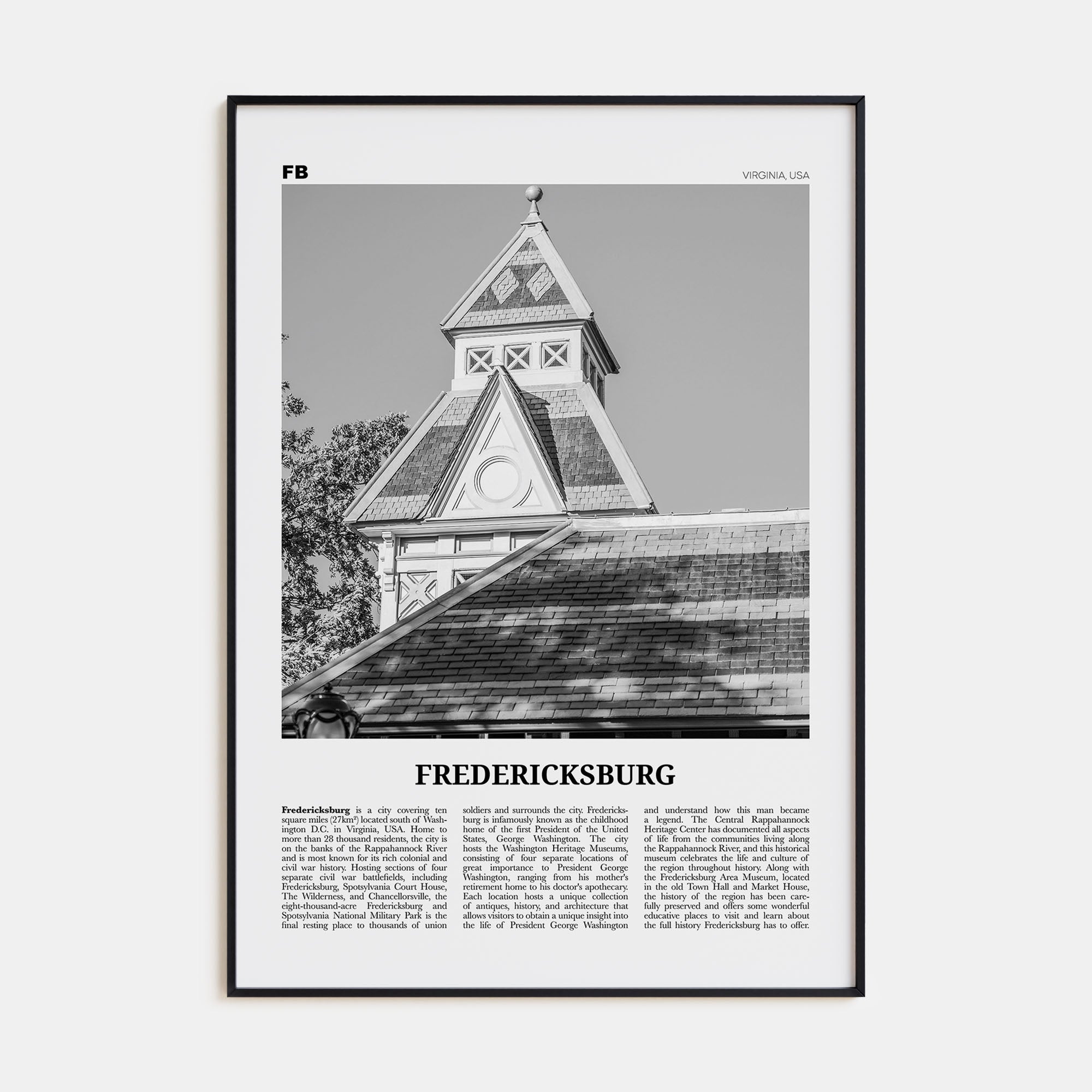 Fredericksburg Travel B&W Poster