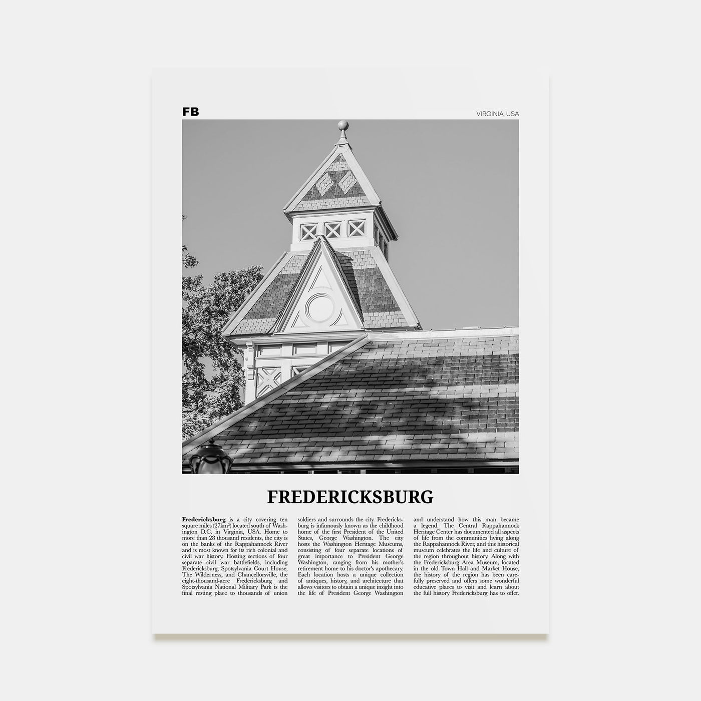 Fredericksburg Travel B&W Poster