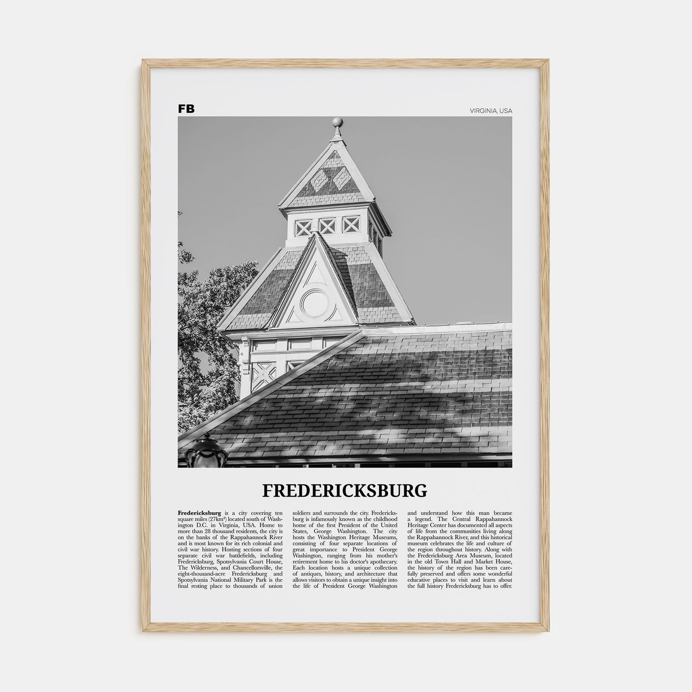 Fredericksburg Travel B&W Poster