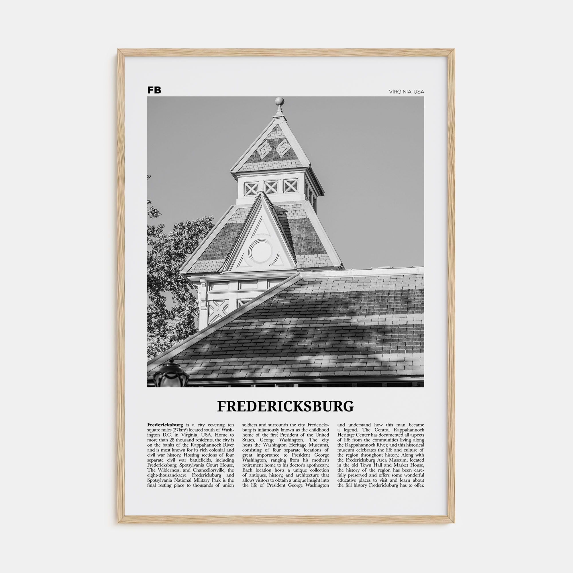 Fredericksburg Travel B&W Poster