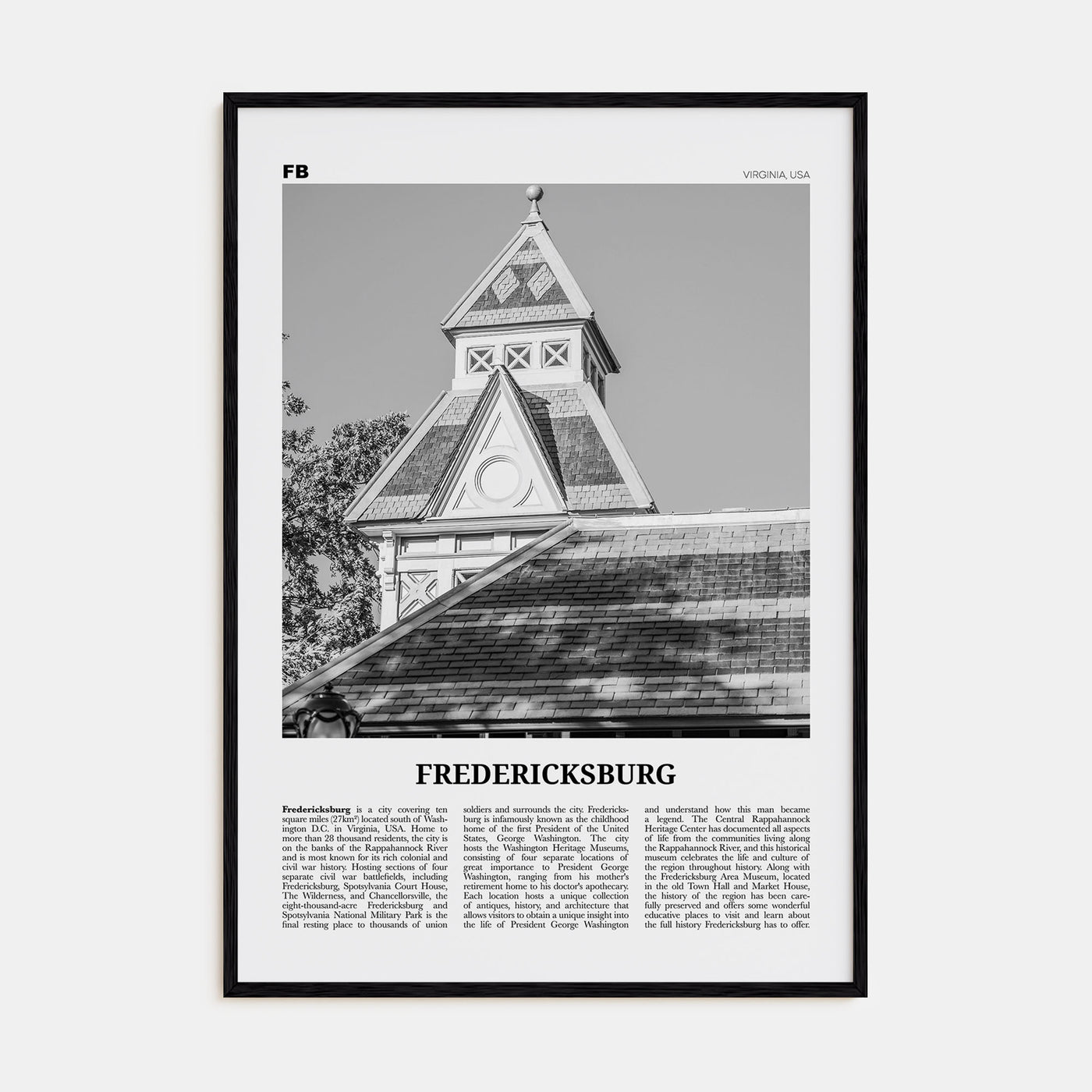 Fredericksburg Travel B&W Poster