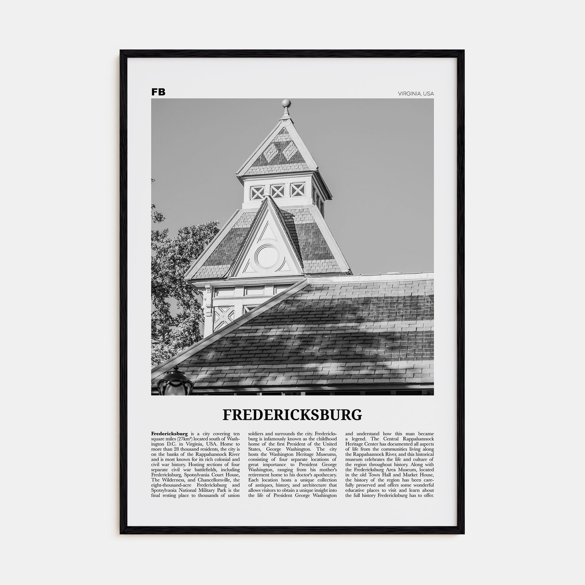 Fredericksburg Travel B&W Poster