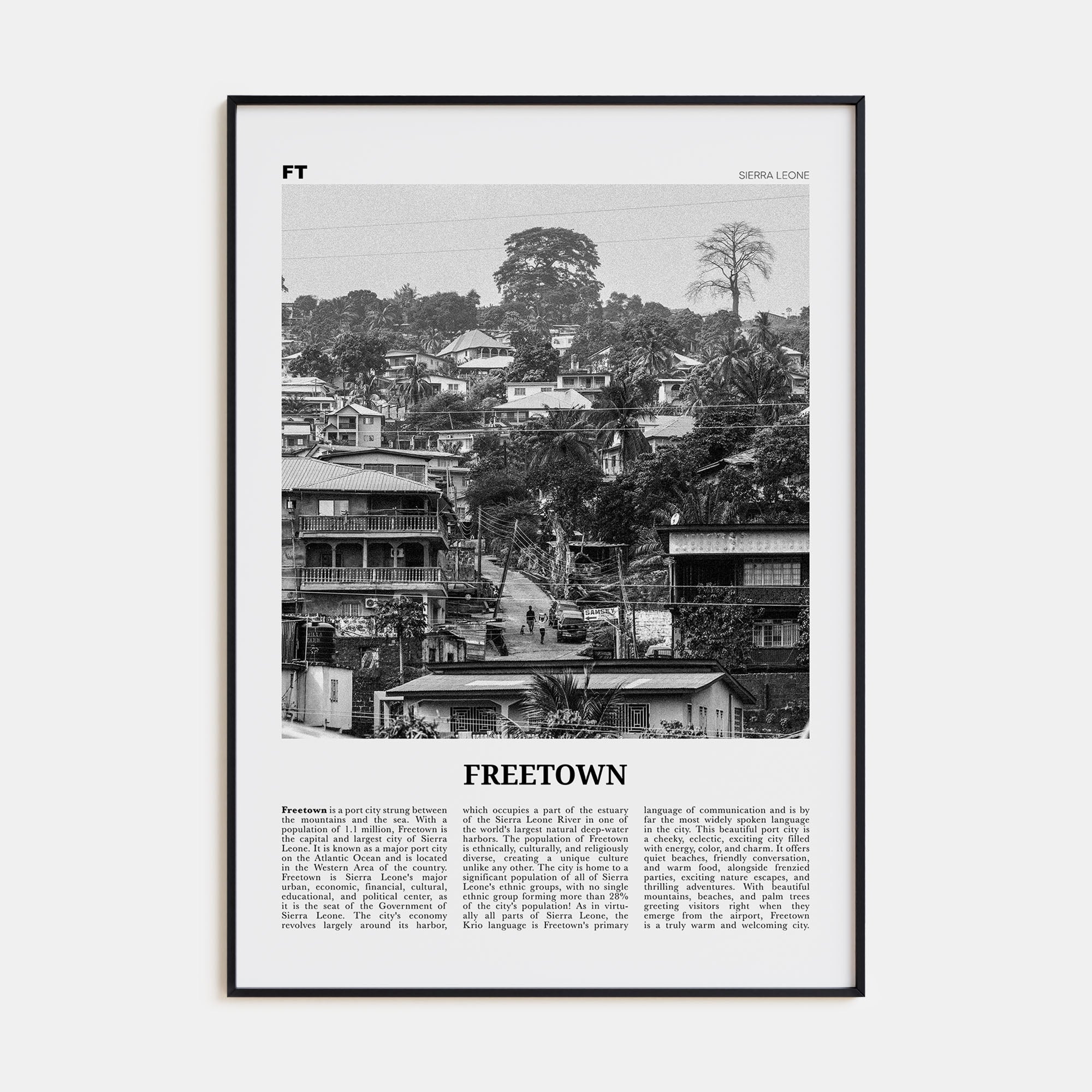 Freetown Travel B&W Poster