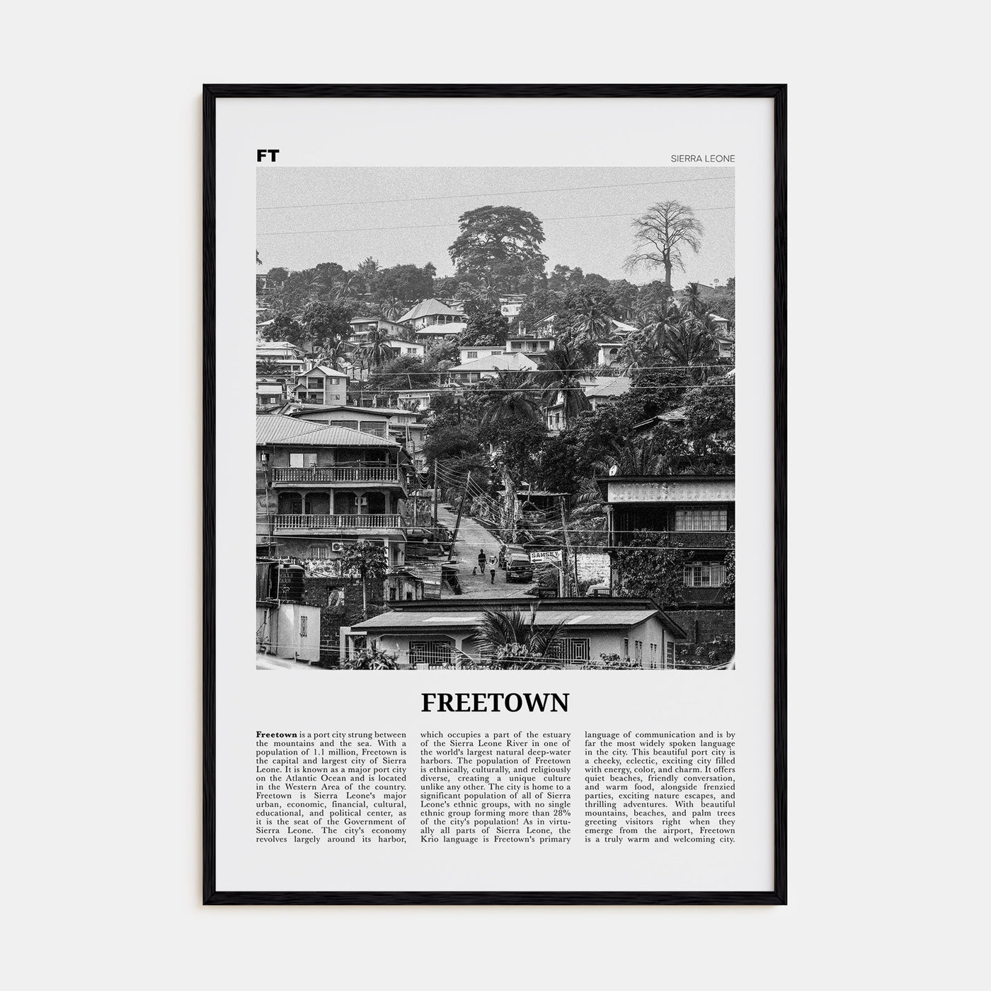 Freetown Travel B&W Poster