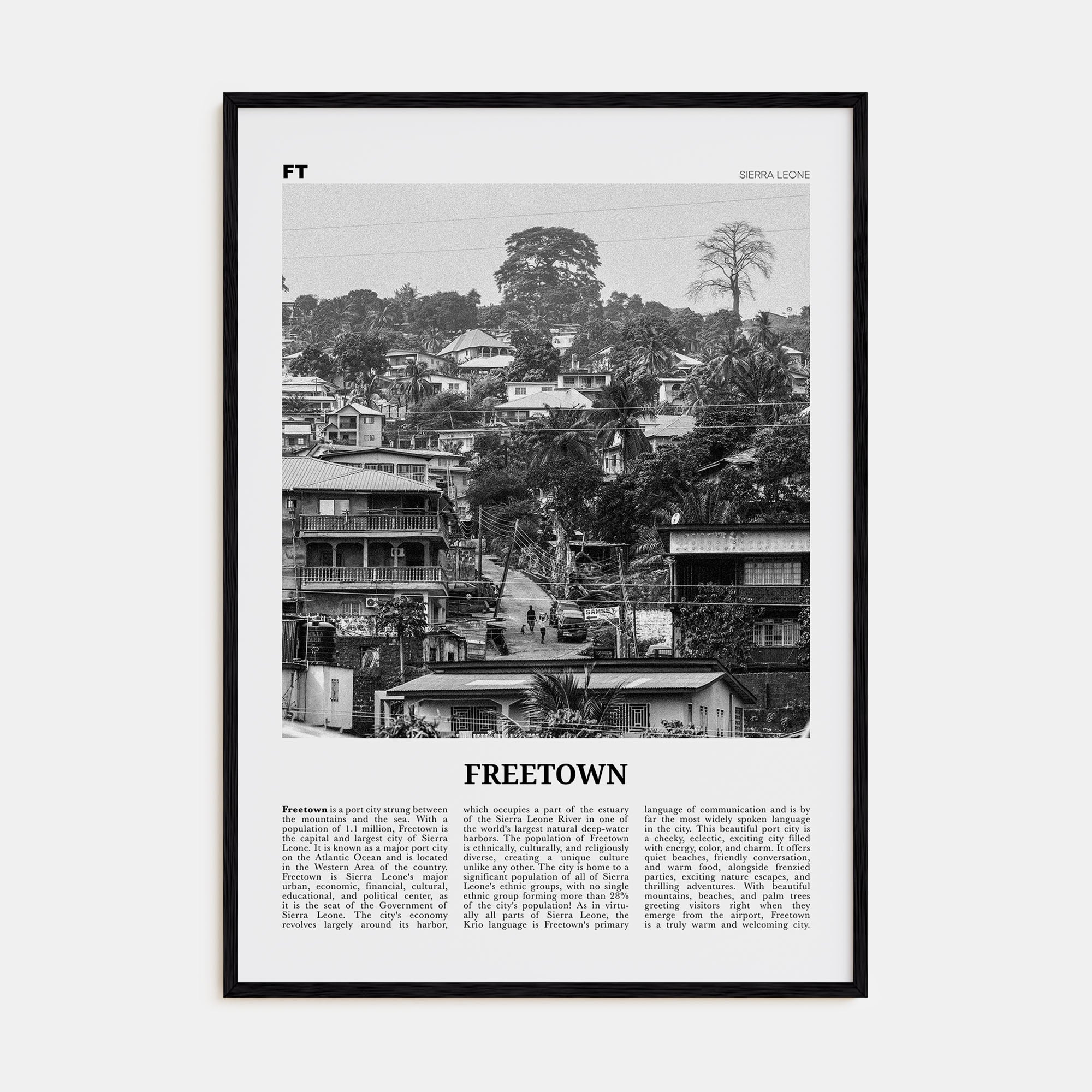 Freetown Travel B&W Poster