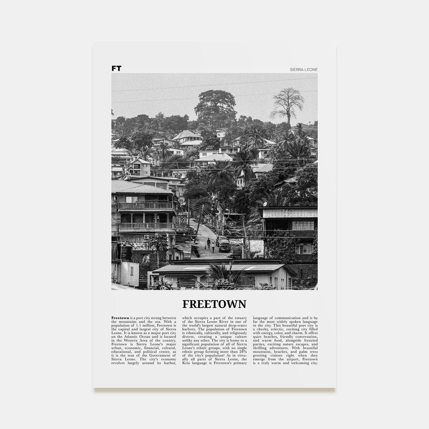 Freetown Travel B&W Poster