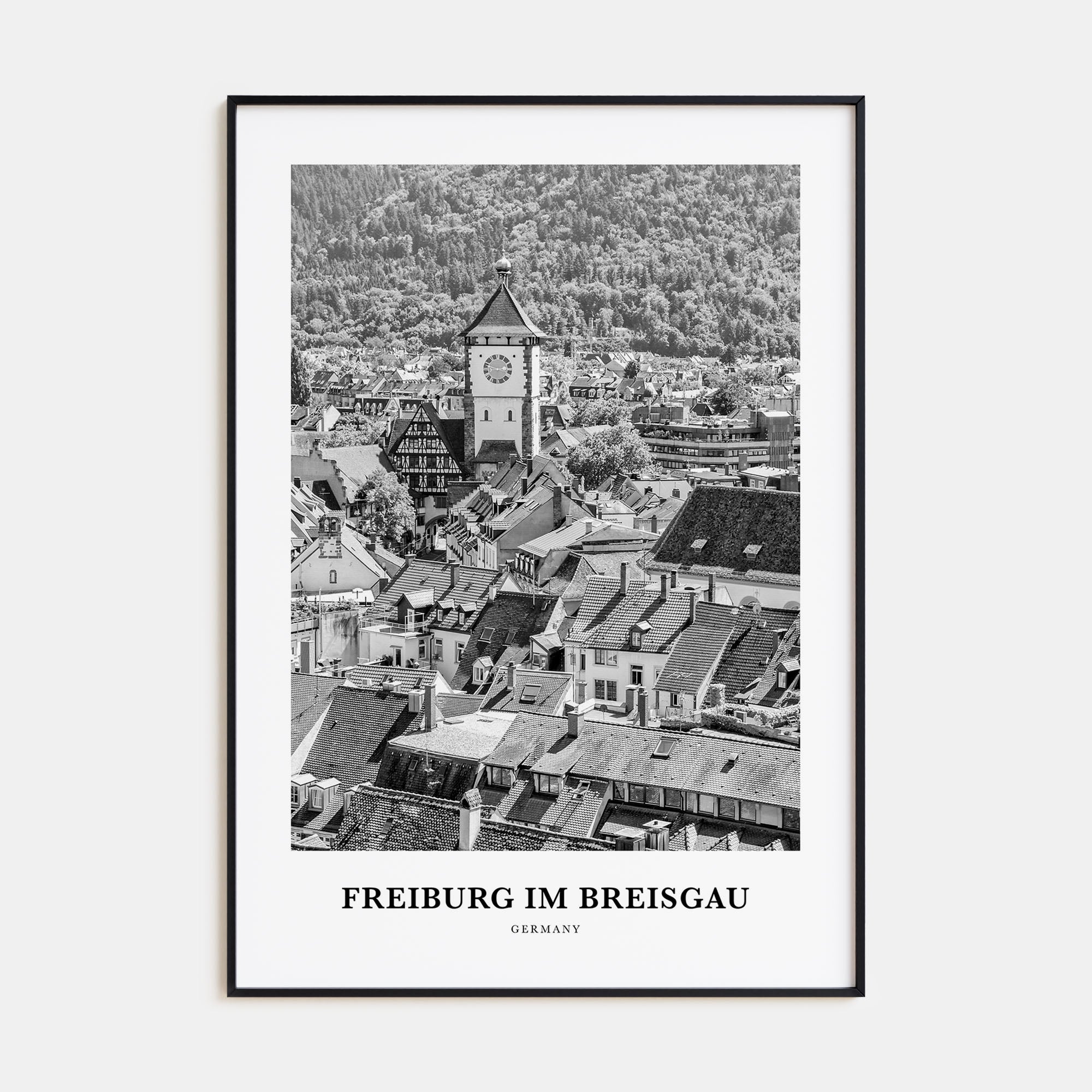 Freiburg im Breisgau Portrait B&W Poster