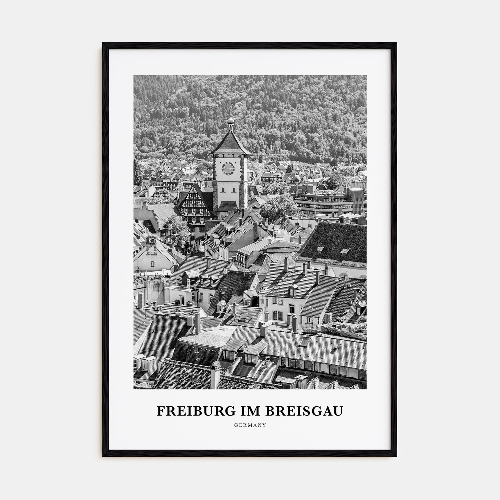 Freiburg im Breisgau Portrait B&W Poster