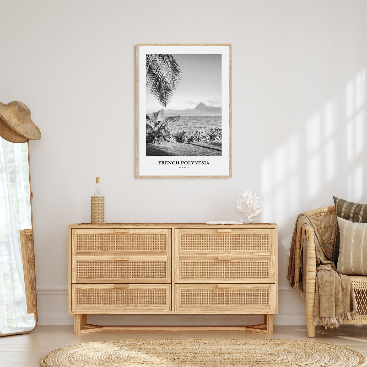 French Polynesia Portrait B&W Poster