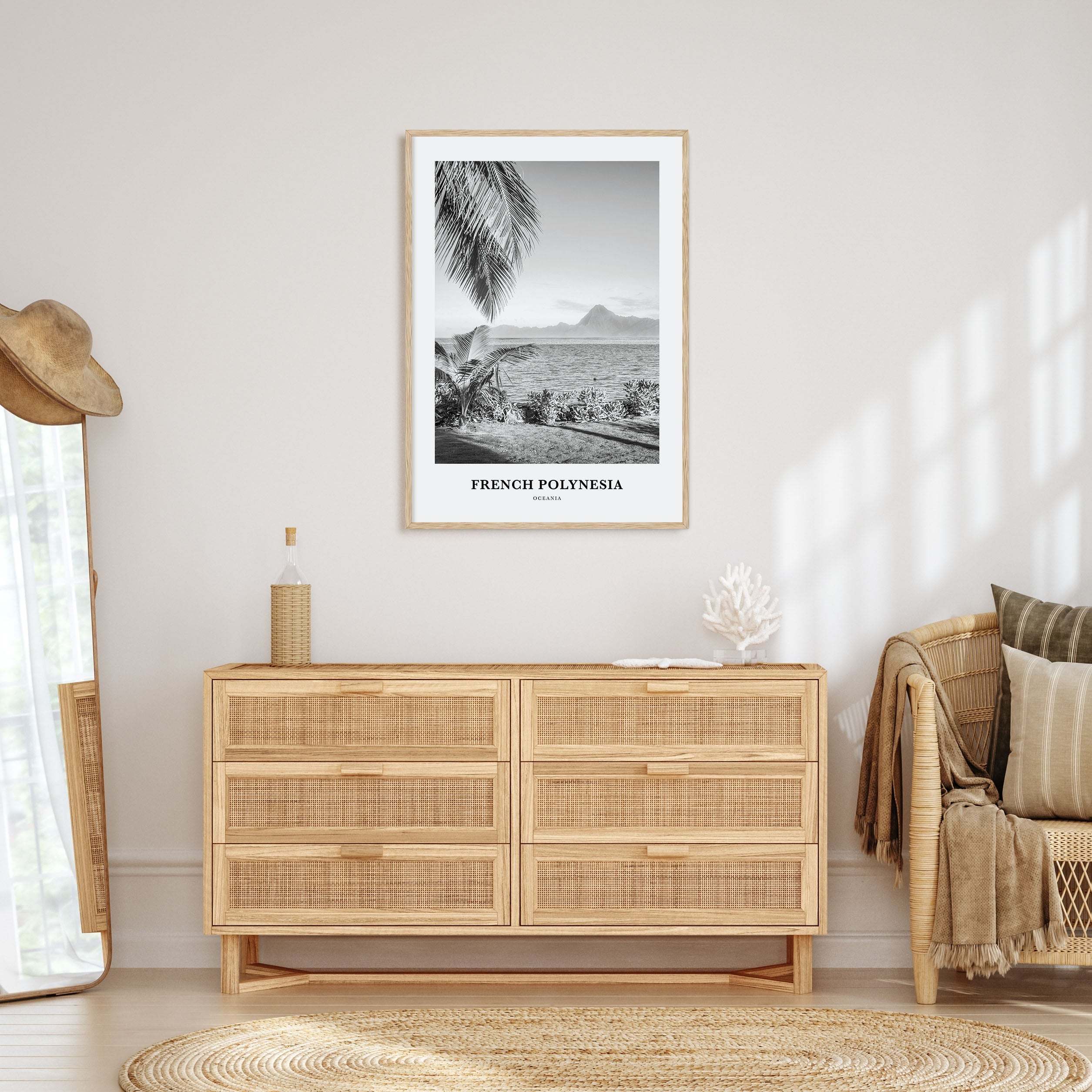 French Polynesia Portrait B&W Poster