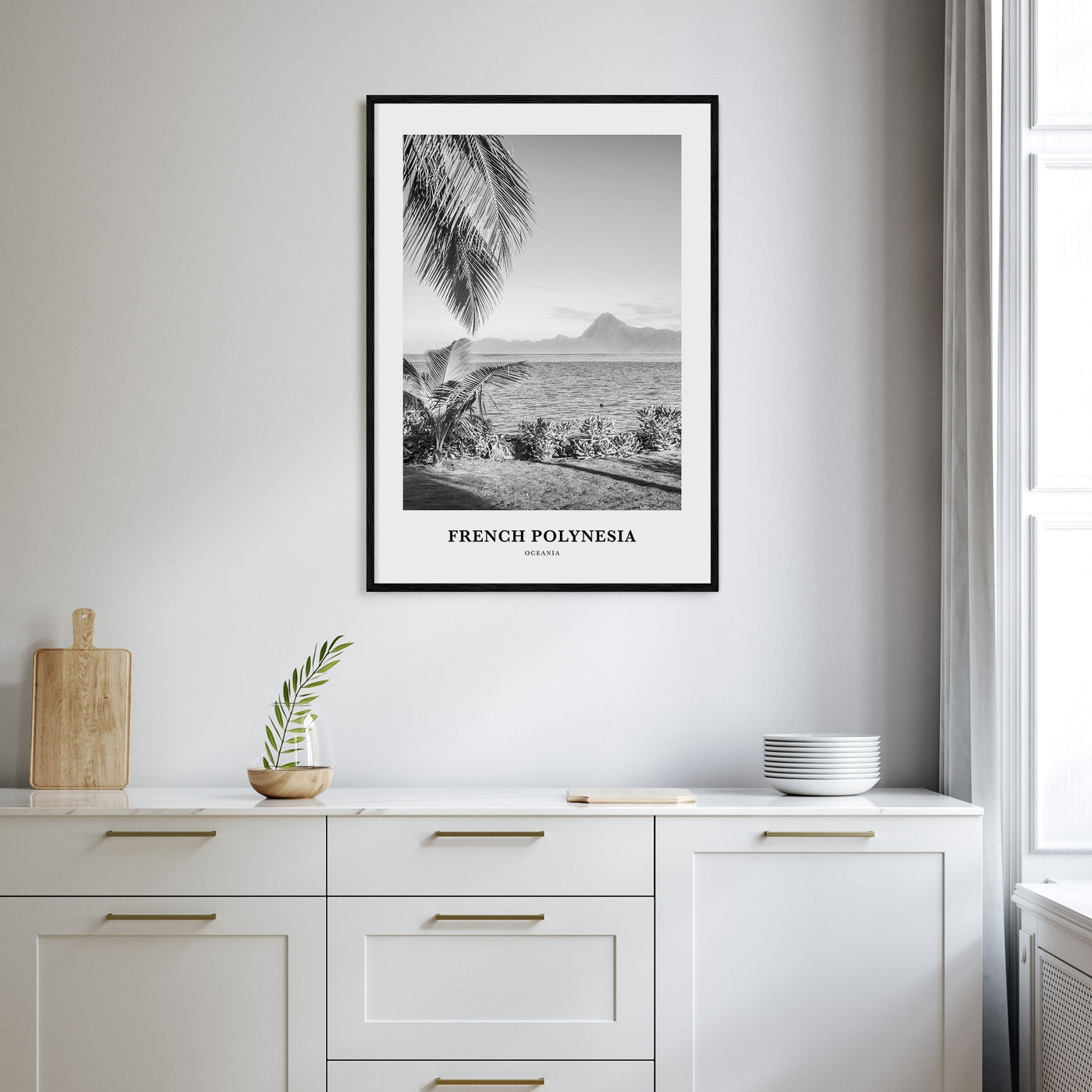 French Polynesia Portrait B&W Poster
