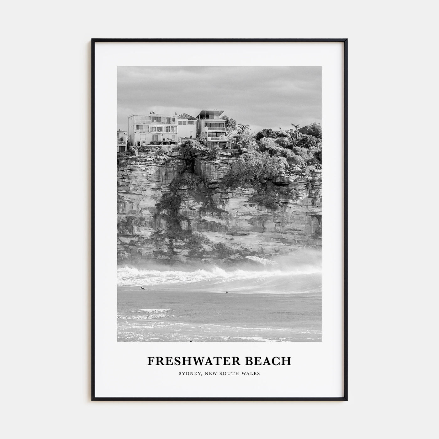 Freshwater Beach Portrait B&W Poster