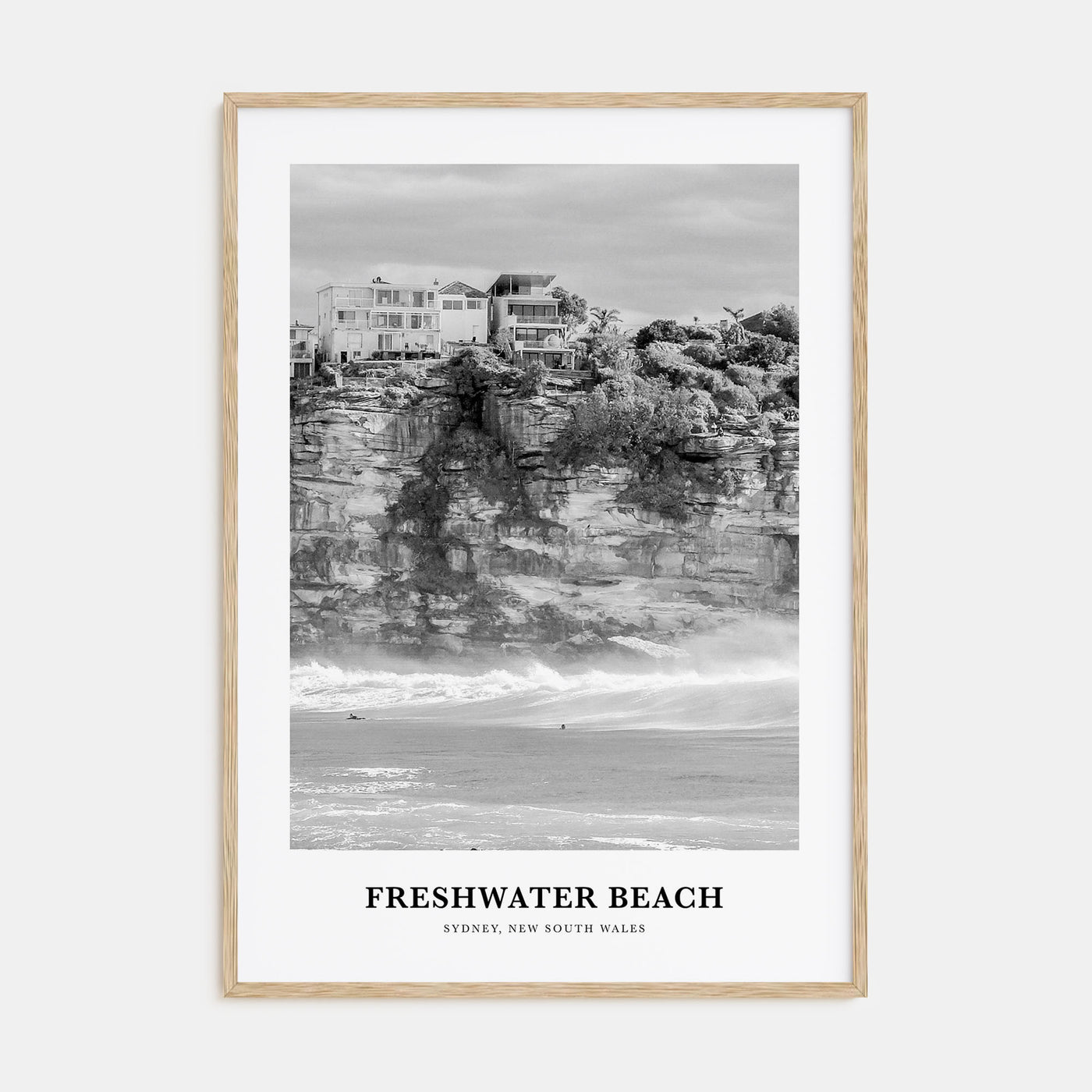 Freshwater Beach Portrait B&W Poster