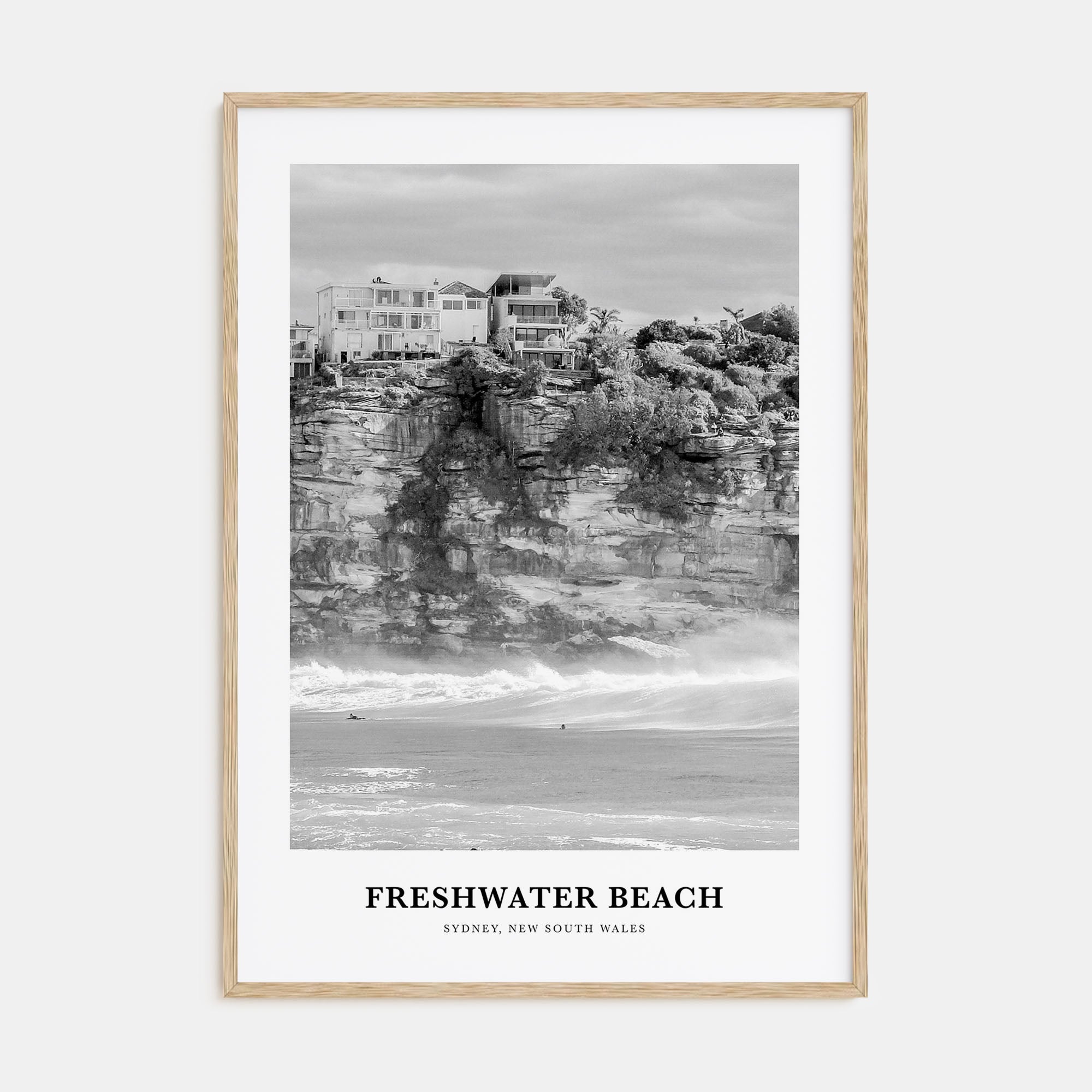 Freshwater Beach Portrait B&W Poster