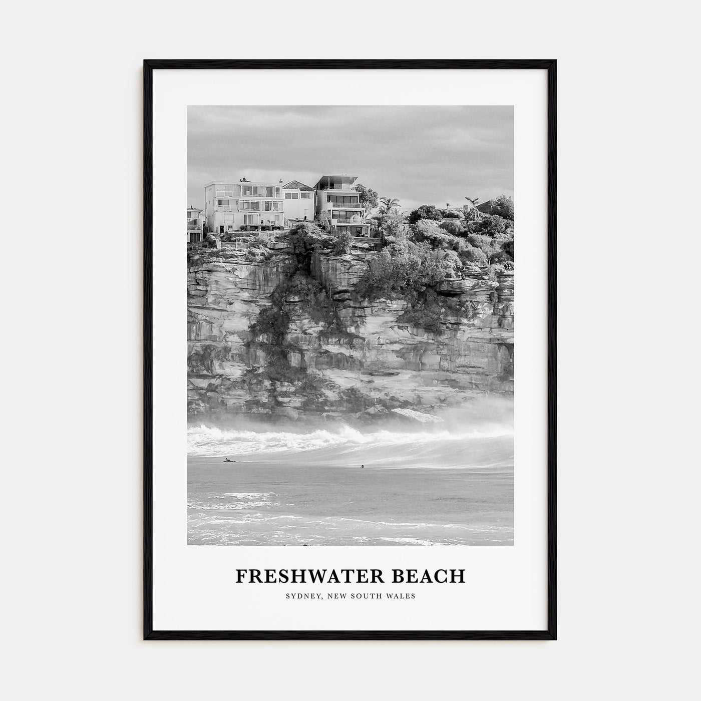 Freshwater Beach Portrait B&W Poster