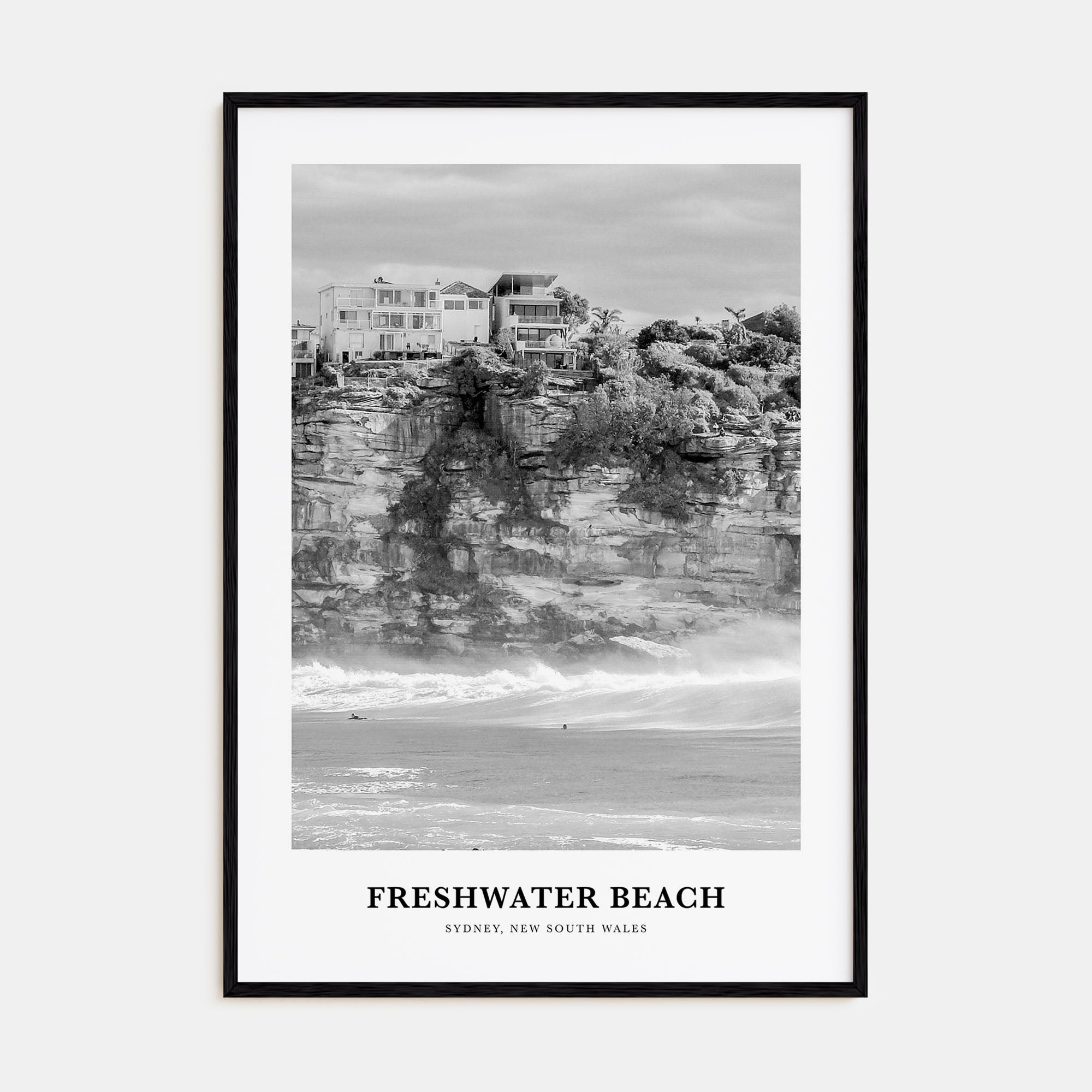 Freshwater Beach Portrait B&W Poster