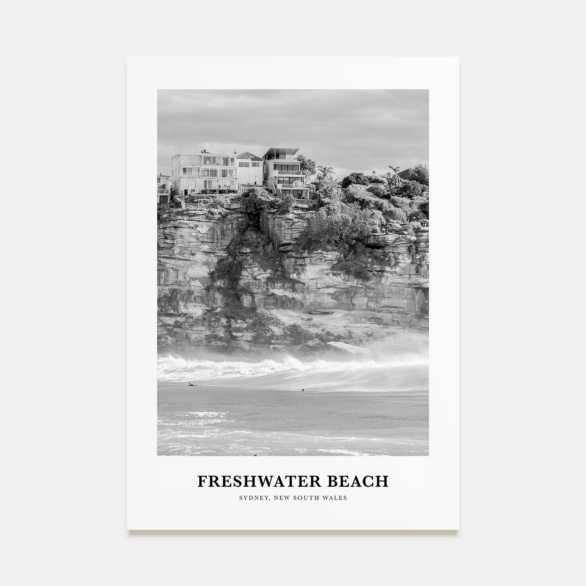 Freshwater Beach Portrait B&W Poster