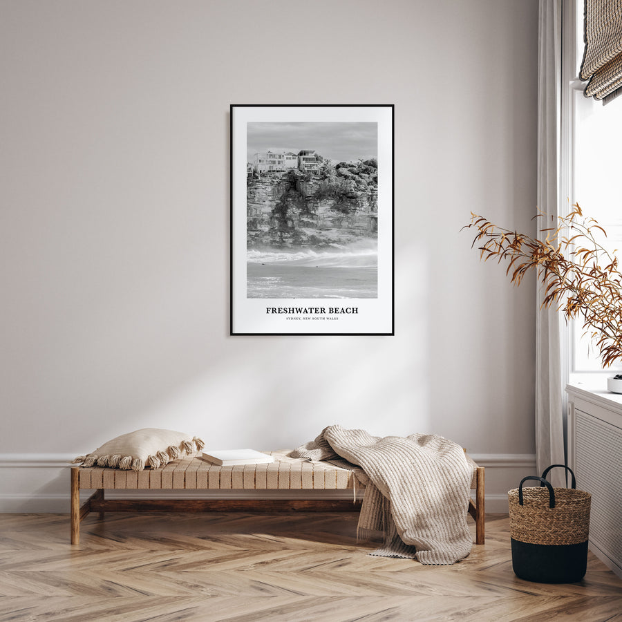 Freshwater Beach Portrait B&W Poster