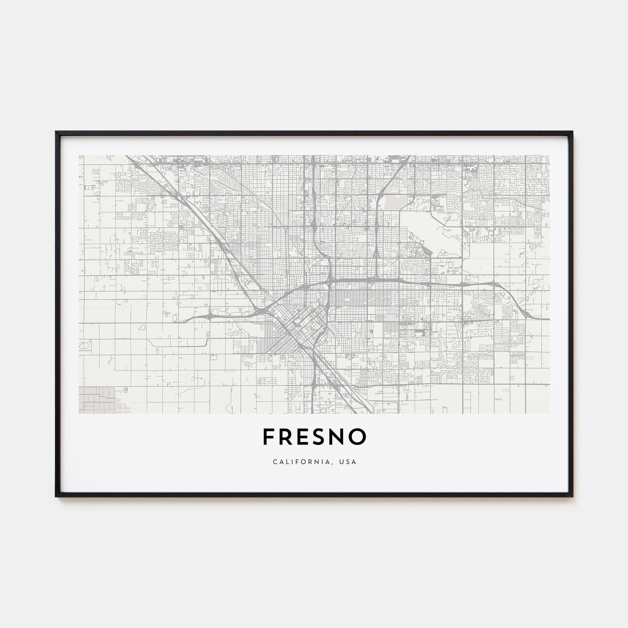 Fresno Map Landscape Poster
