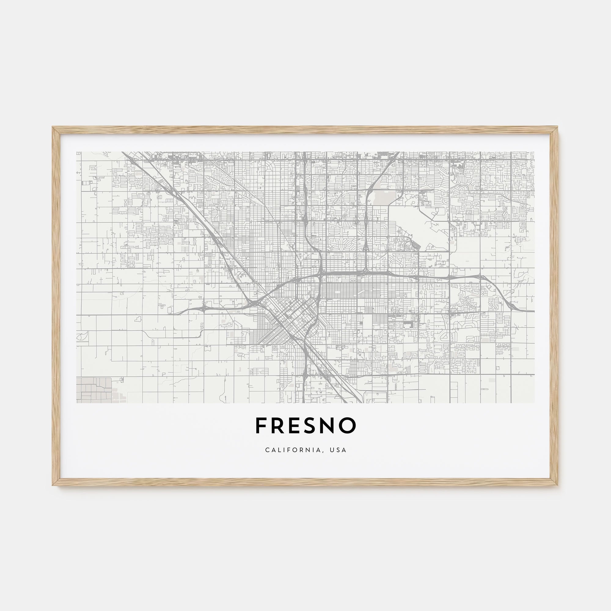 Fresno Map Landscape Poster