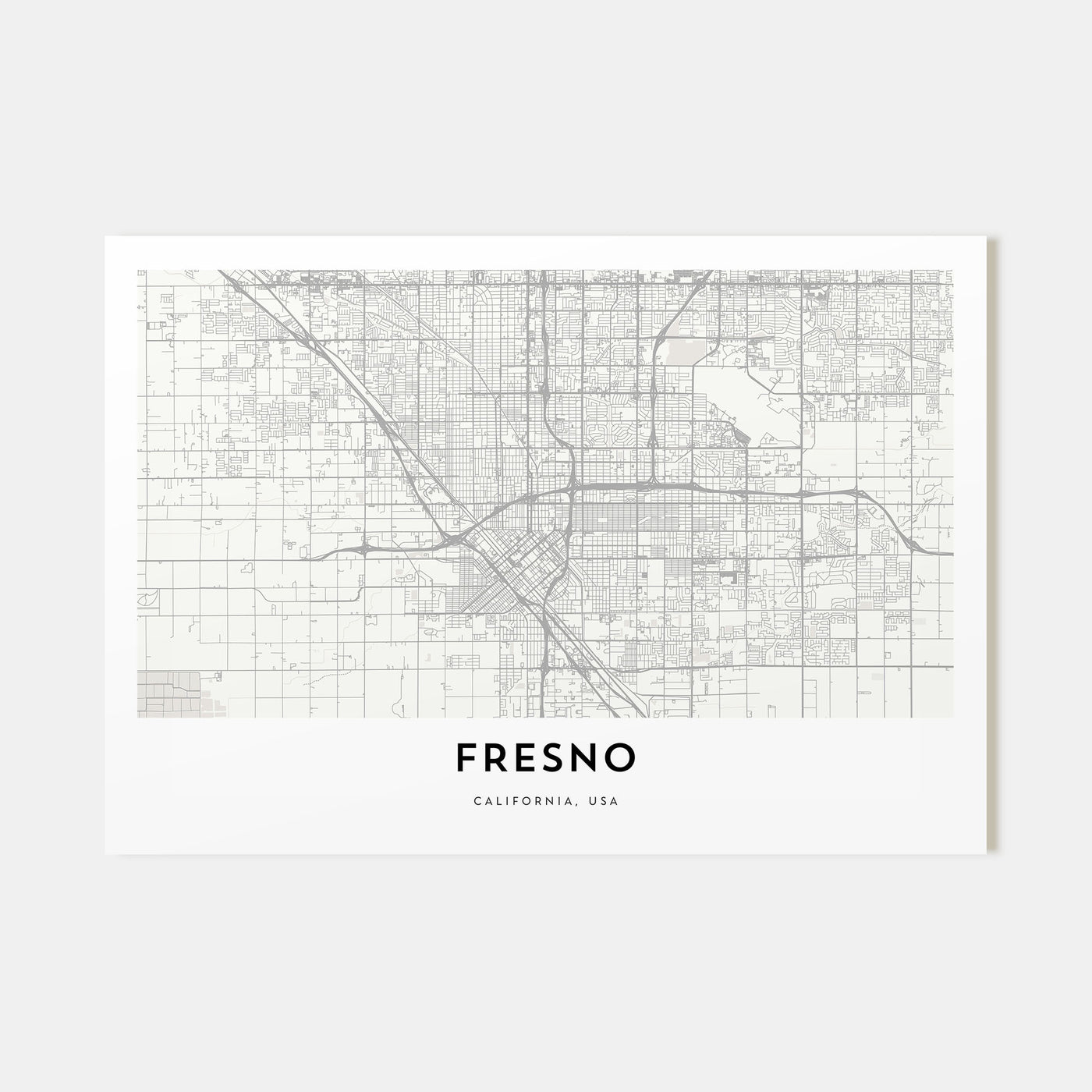 Fresno Map Landscape Poster
