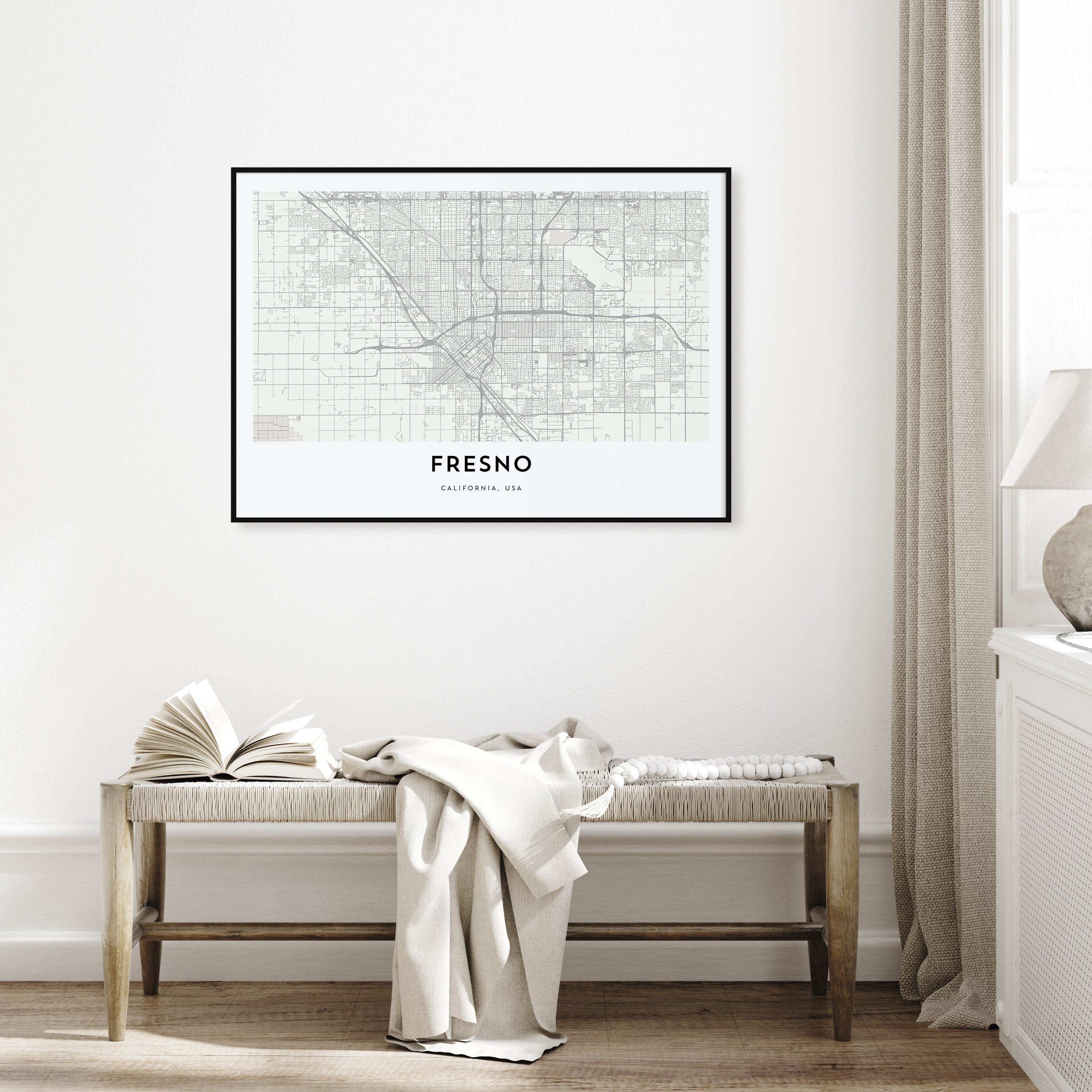 Fresno Map Landscape Poster
