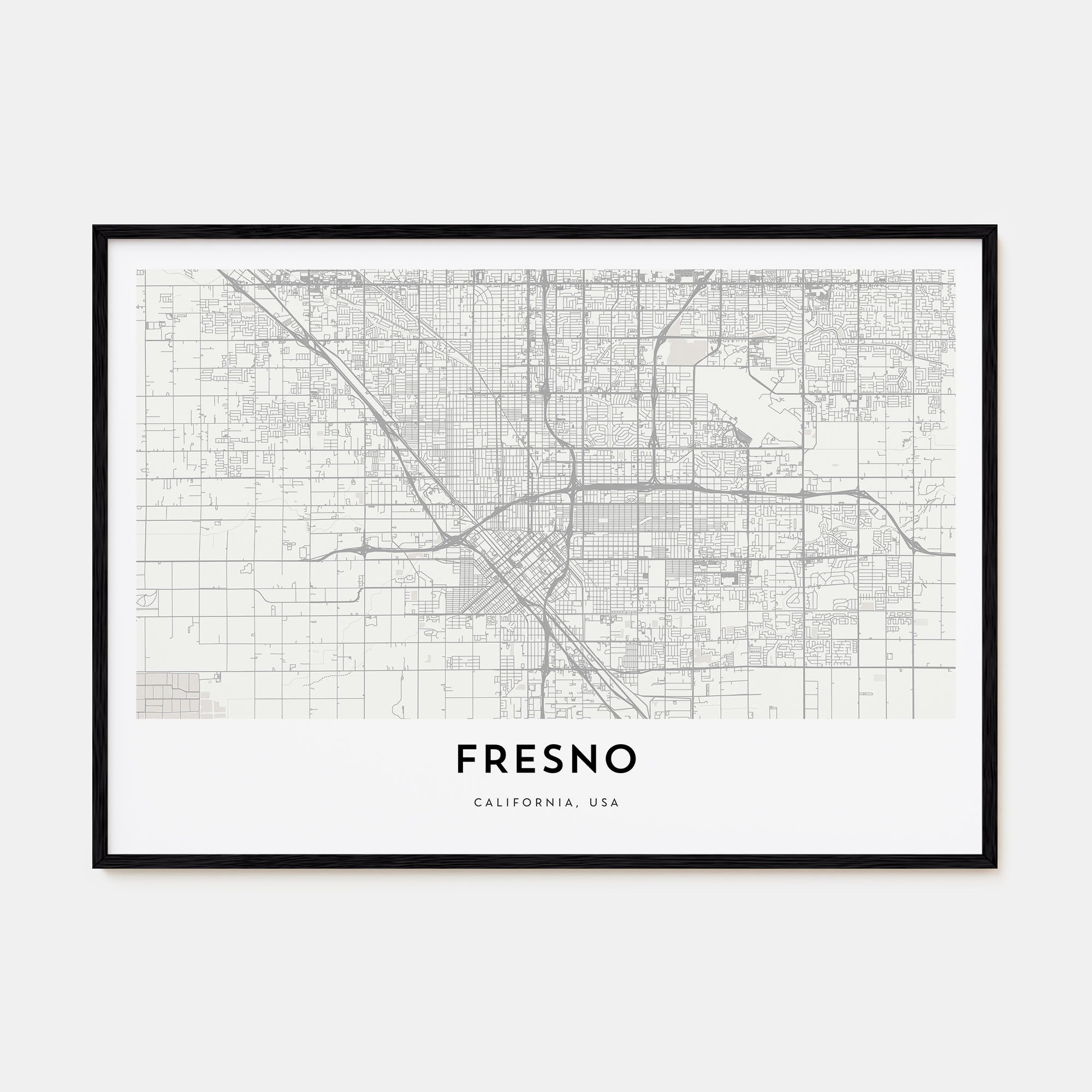 Fresno Map Landscape Poster