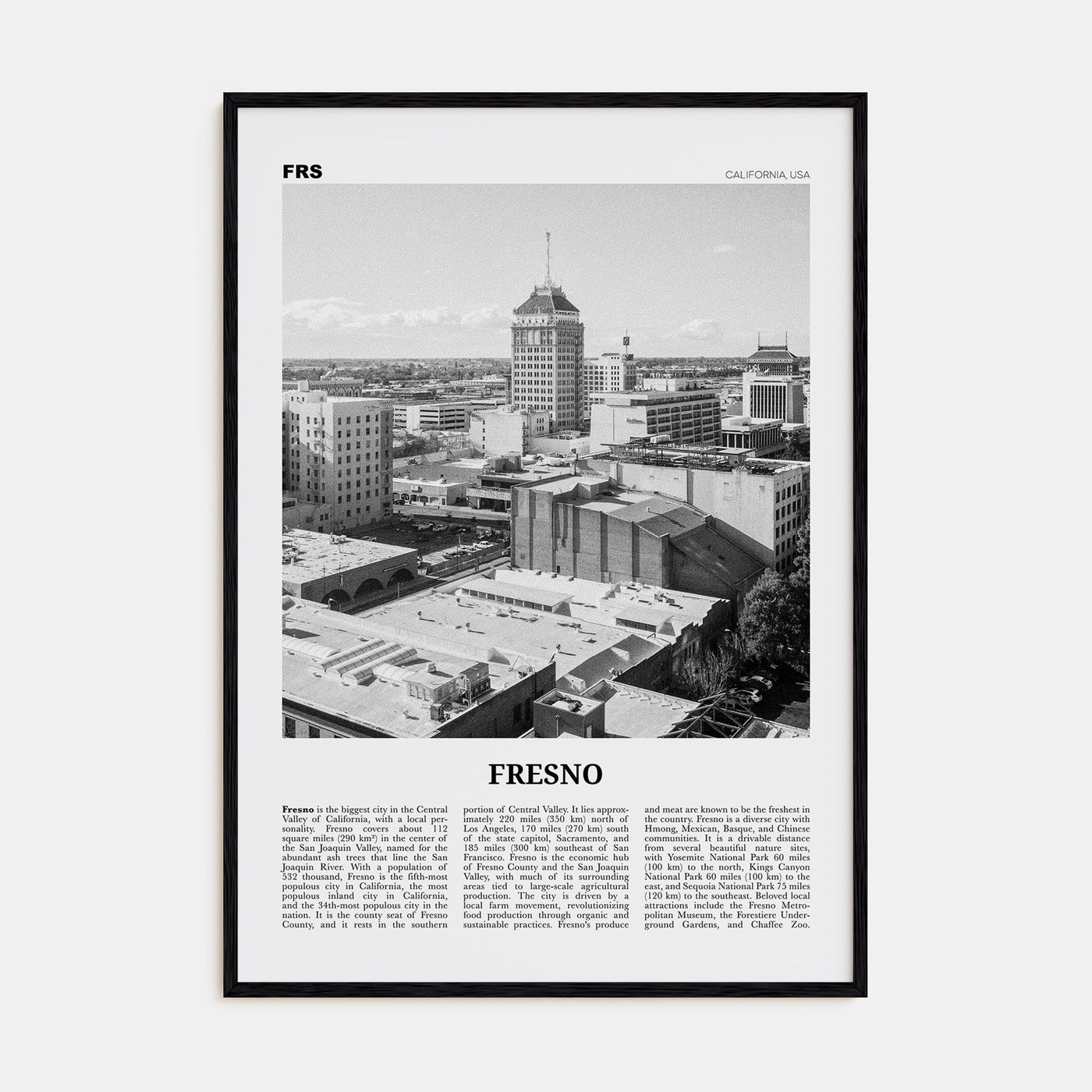 Fresno Travel B&W Poster