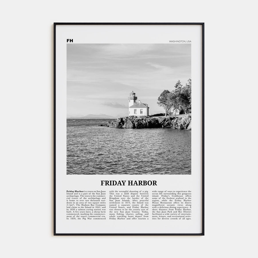 Friday Harbor Travel B&W Poster
