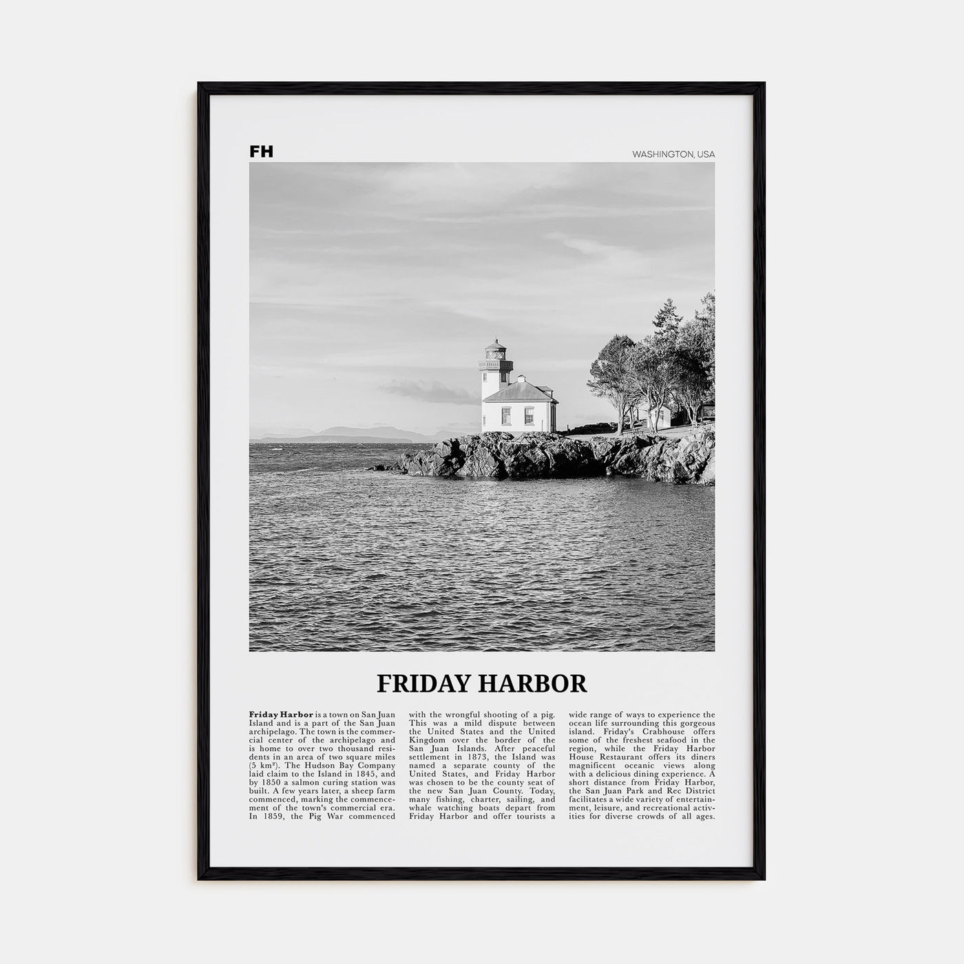 Friday Harbor Travel B&W Poster