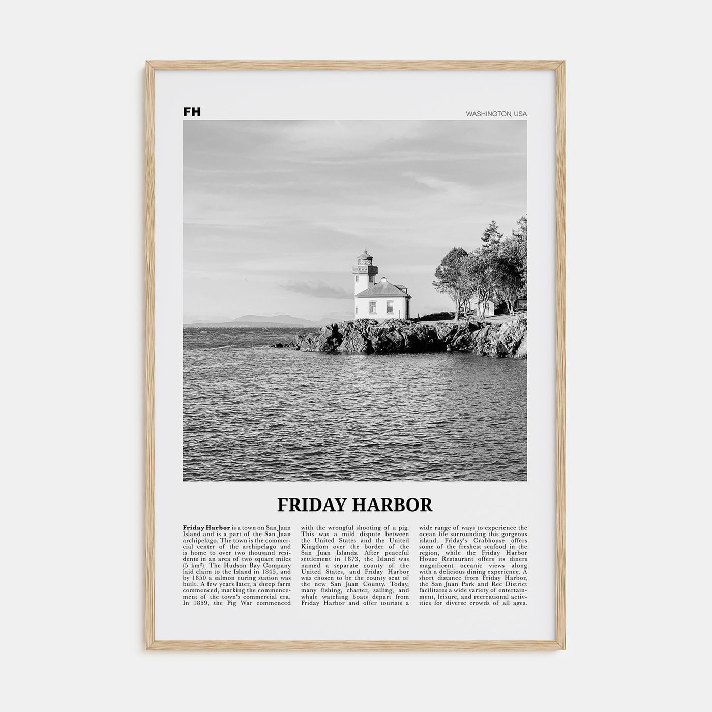 Friday Harbor Travel B&W Poster