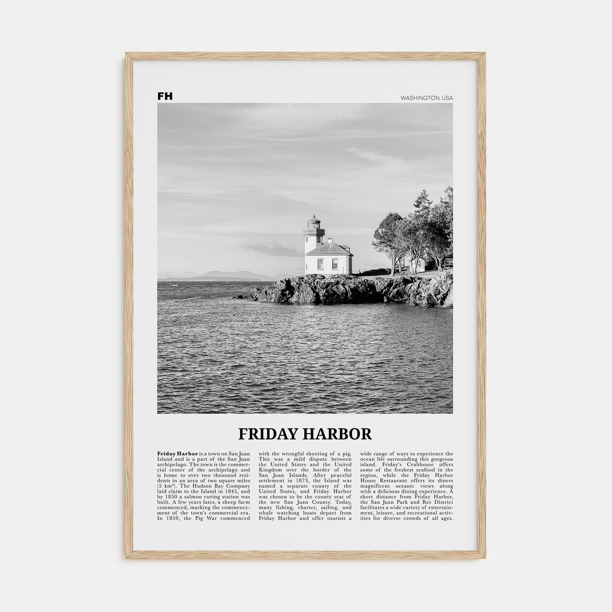 Friday Harbor Travel B&W Poster