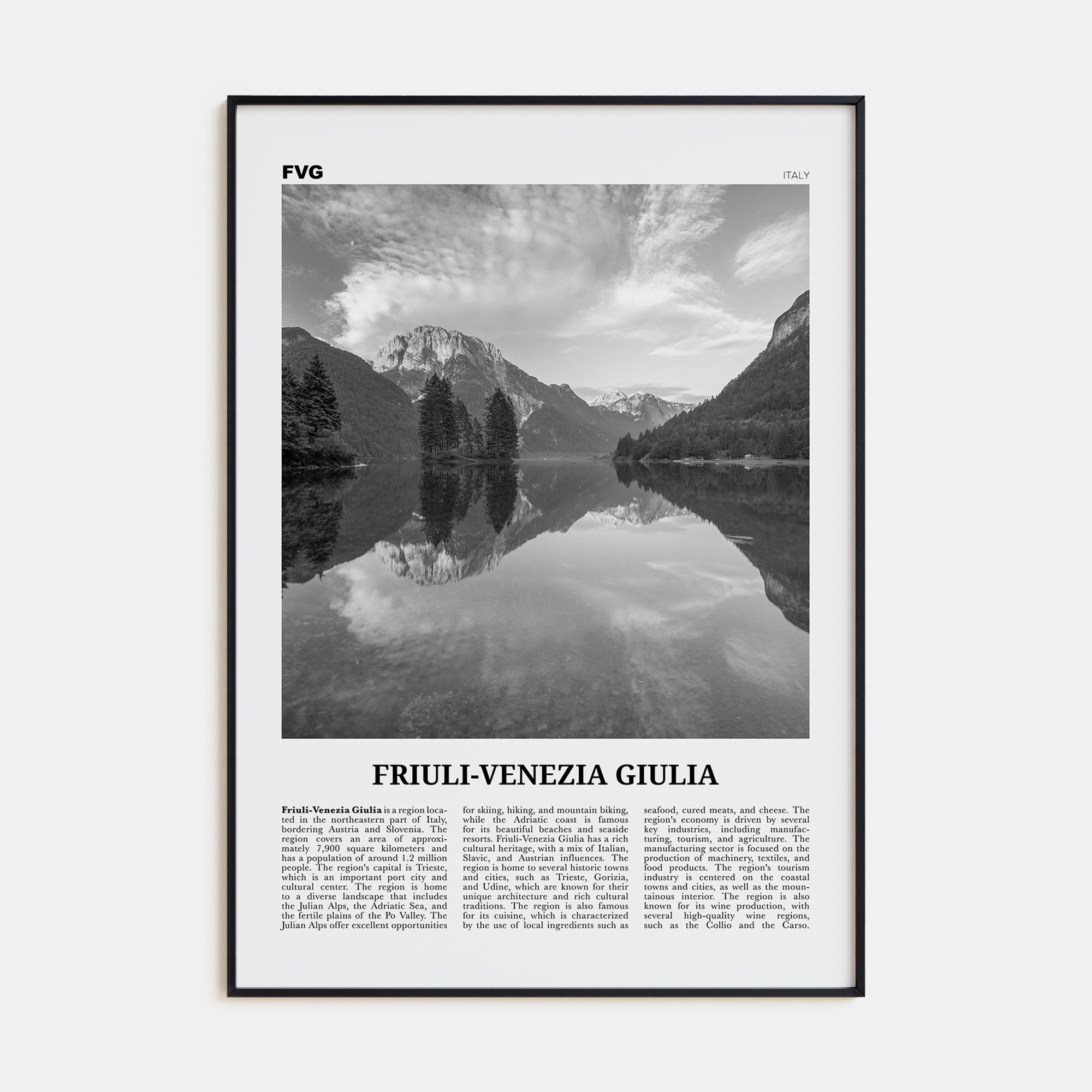 Friuli-Venezia Giulia Travel B&W Poster