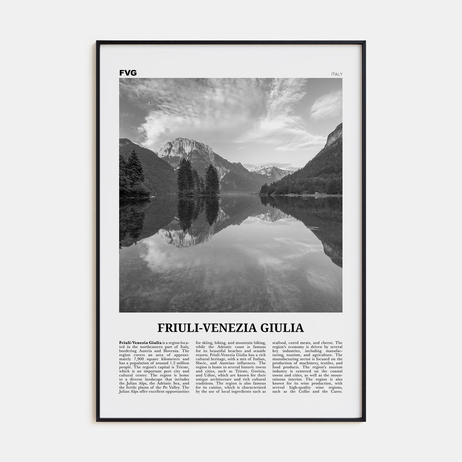 Friuli-Venezia Giulia Travel B&W Poster