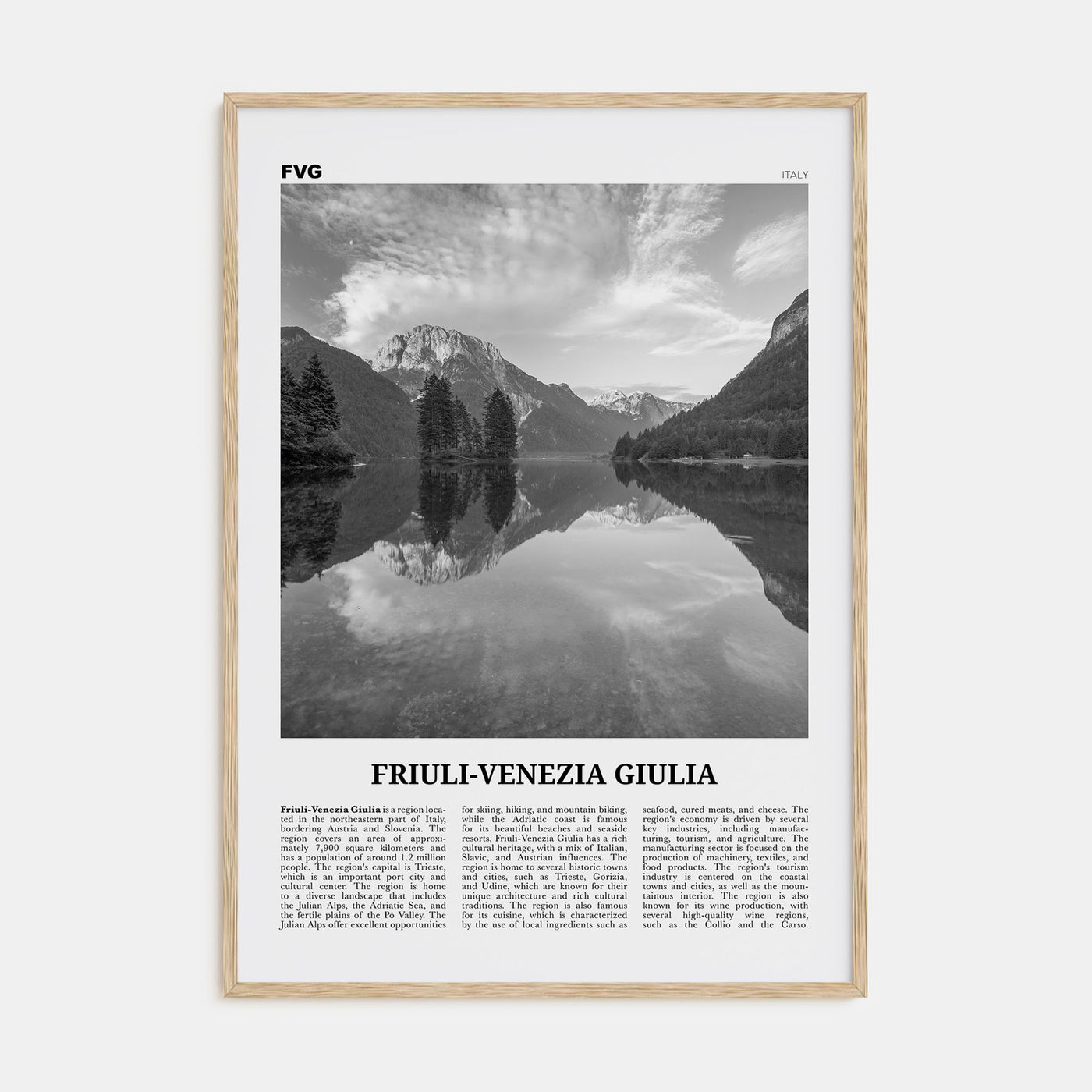 Friuli-Venezia Giulia Travel B&W Poster