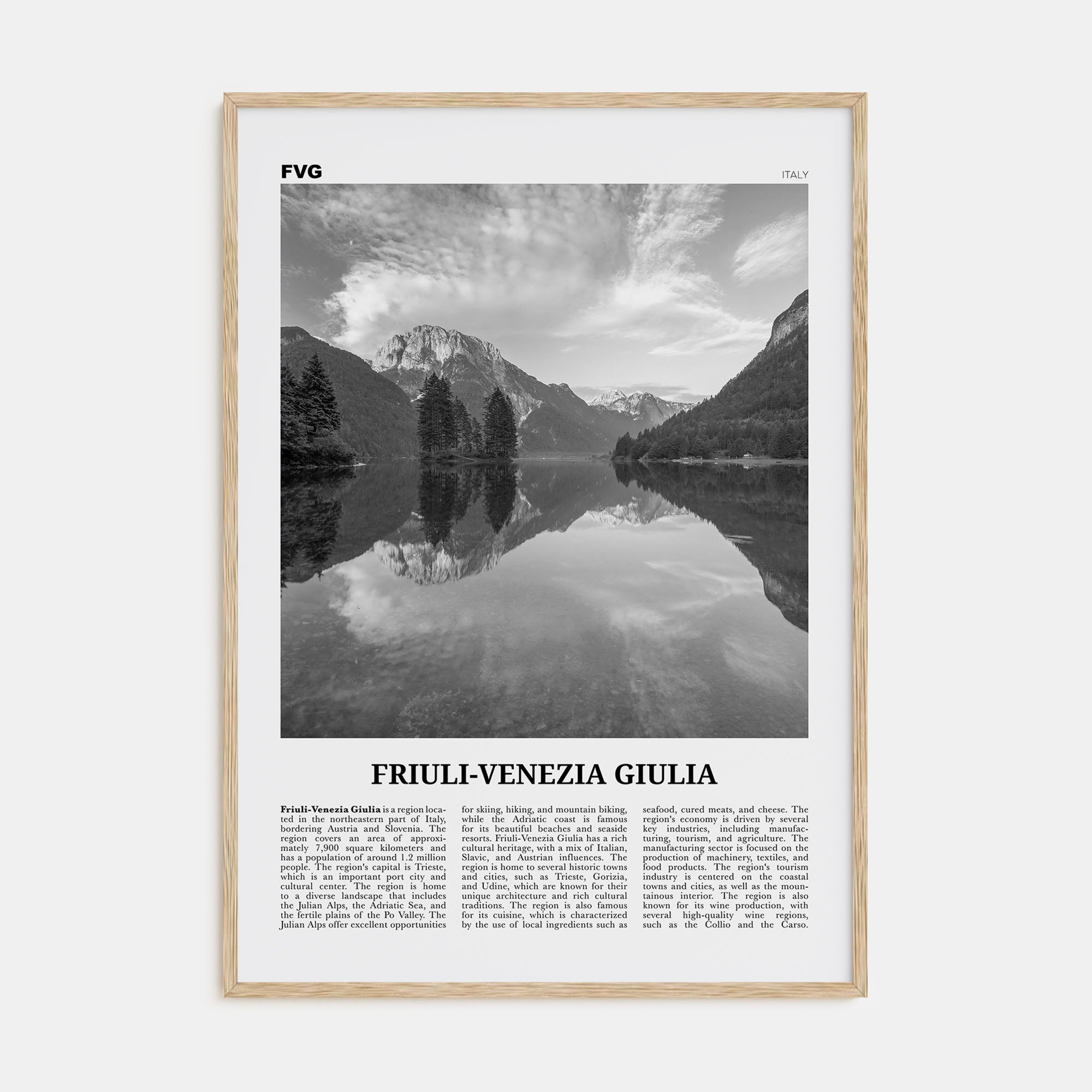 Friuli-Venezia Giulia Travel B&W Poster