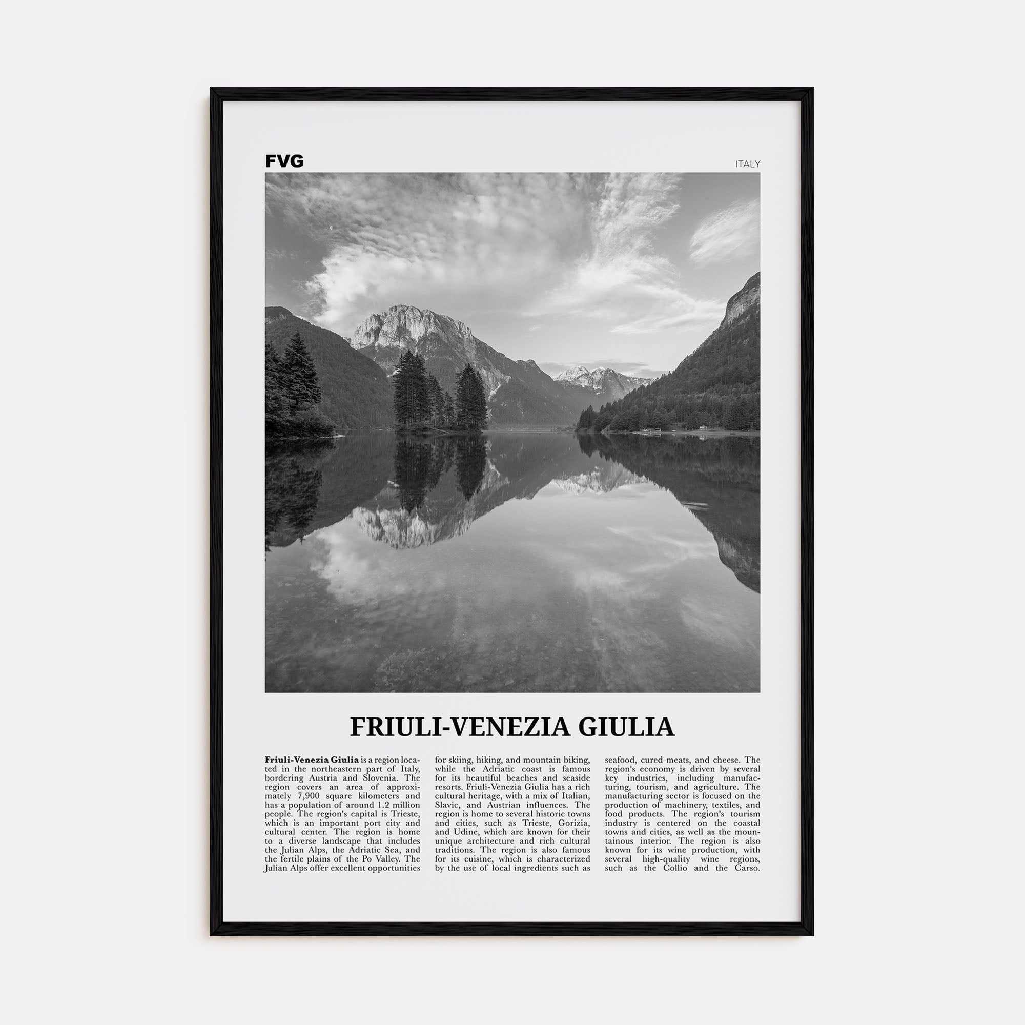 Friuli-Venezia Giulia Travel B&W Poster