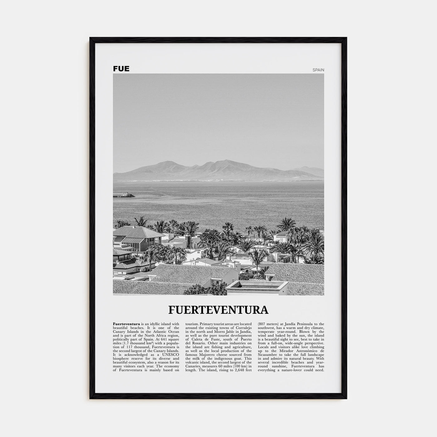 Fuerteventura Travel B&W Poster